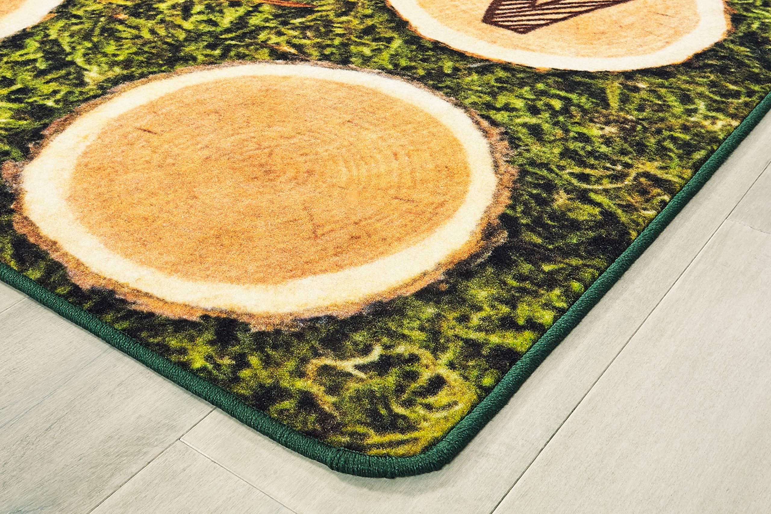 Alphabet Tree Rounds Educational Rug for Kids - 6ft x 9ft Rectangle Brown Classroom Carpet - Perfect for Preschool Learning, Daycare Seating & Playroom Decor
