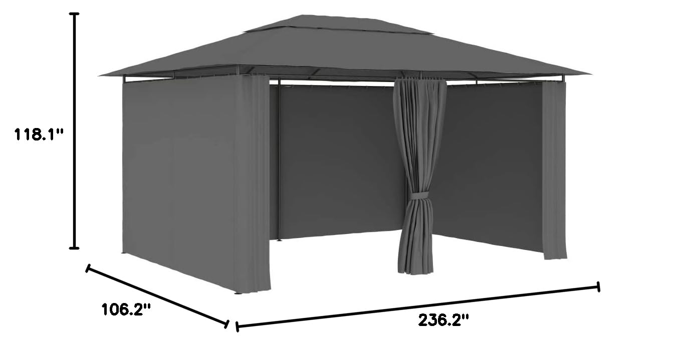 Large 157.4x118.1 Inch Anthracite Garden Marquee with Curtains - Perfect for Outdoor Weddings, Parties, and Backyard Events