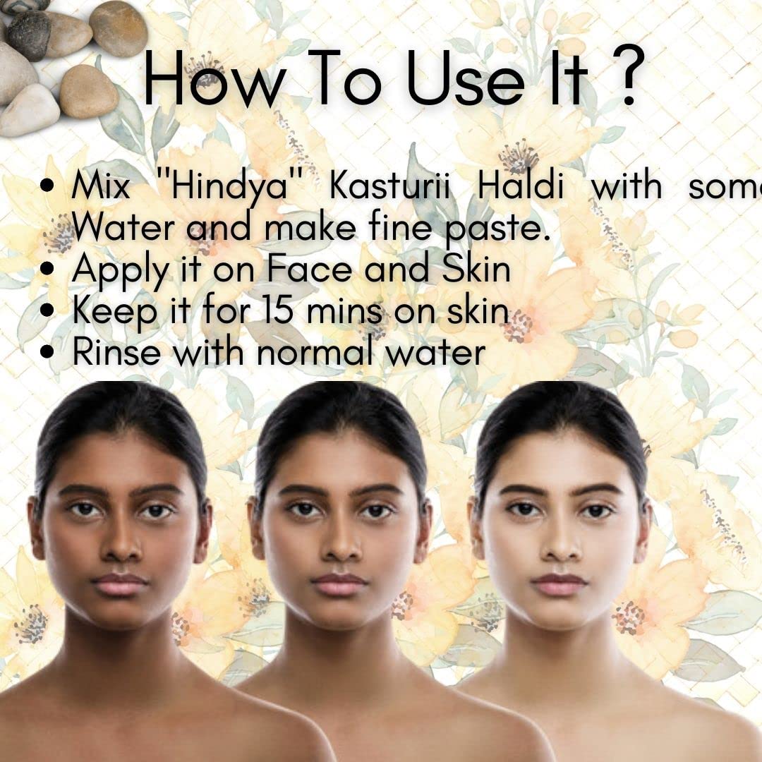 Hindya Ayurvedic Luxury Kasturi Haldi Powder for Face Beauty - Wild Turmeric Powder, Kasturi Manjal, Curcuma Aromatica, Jangli Haldi (100g, Pack of 1) | Natural Skin Brightening & Glow for Radiant Complexion | Perfect for DIY Face Masks, Scar Reduction & Evening Skin Tone