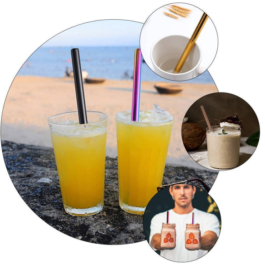Eco-Friendly Stainless Steel Straw Set - Reusable Drinking Straws for Coffee, Tea, Milk & Smoothies | Durable, Multipurpose Metal Straws for Home, Office & Travel | Dishwasher Safe & BPA-Free