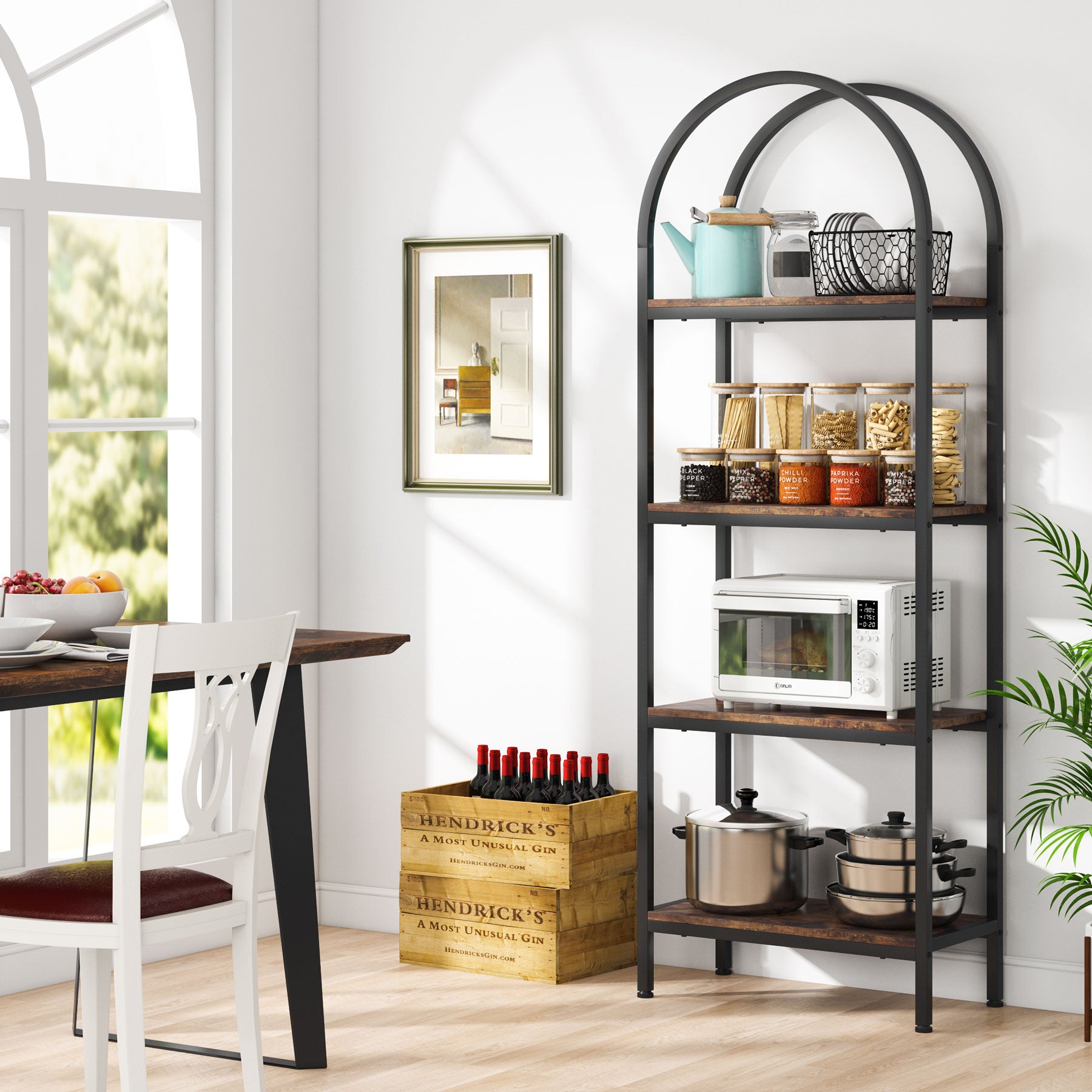4 Tier / 5 Tier Wooden Bookshelf - Arched Bookcase Display Rack with Storage Shelves for Home Office, Living Room, Bedroom - Perfect for Organizing Books, Decor & Storage Needs