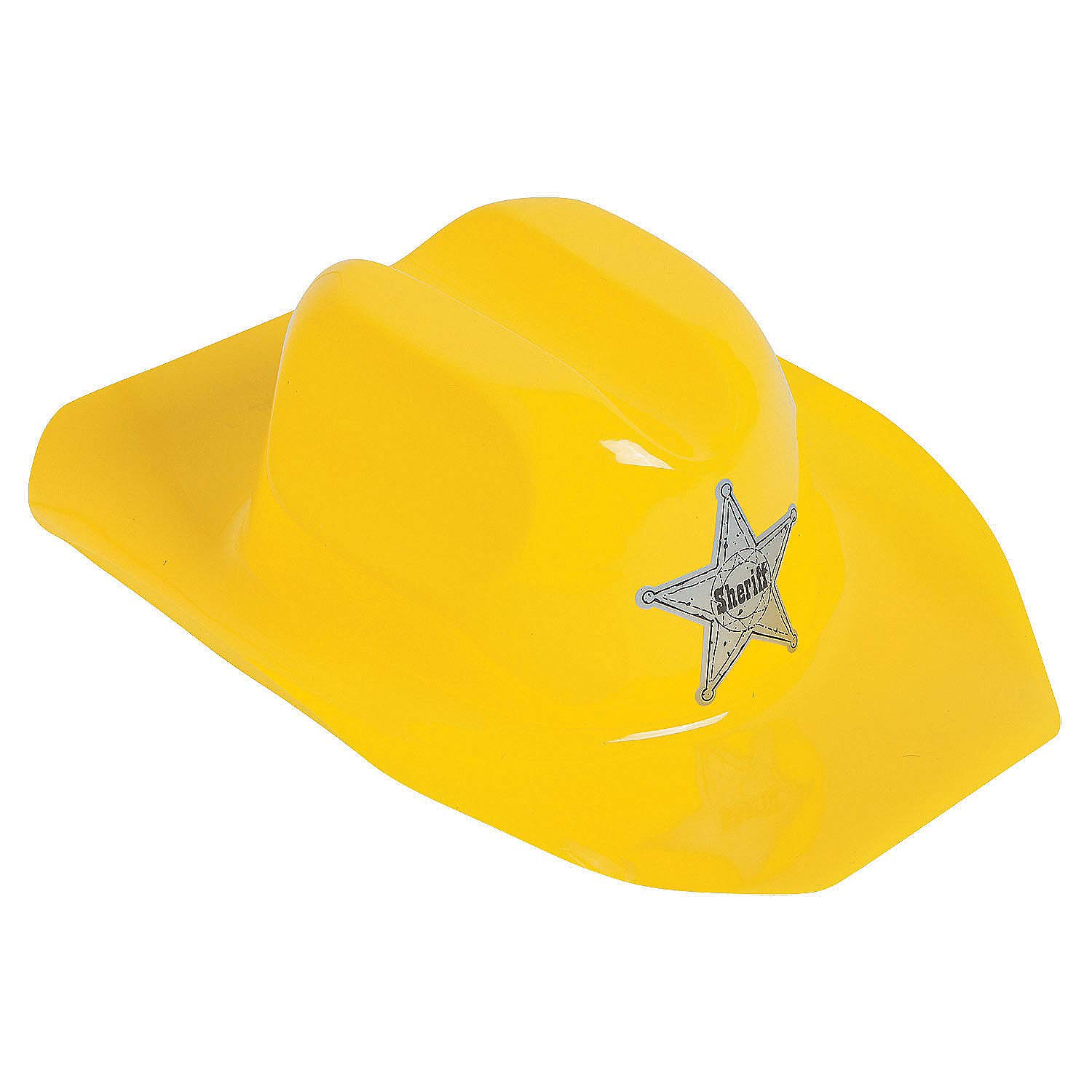 Fun Express Plastic Bright Yellow Cowboy Hat - 1 Piece Western Party Hat for Costumes, Halloween, Rodeo & Theme Parties - Durable Cowboy Accessory for Adults & Kids