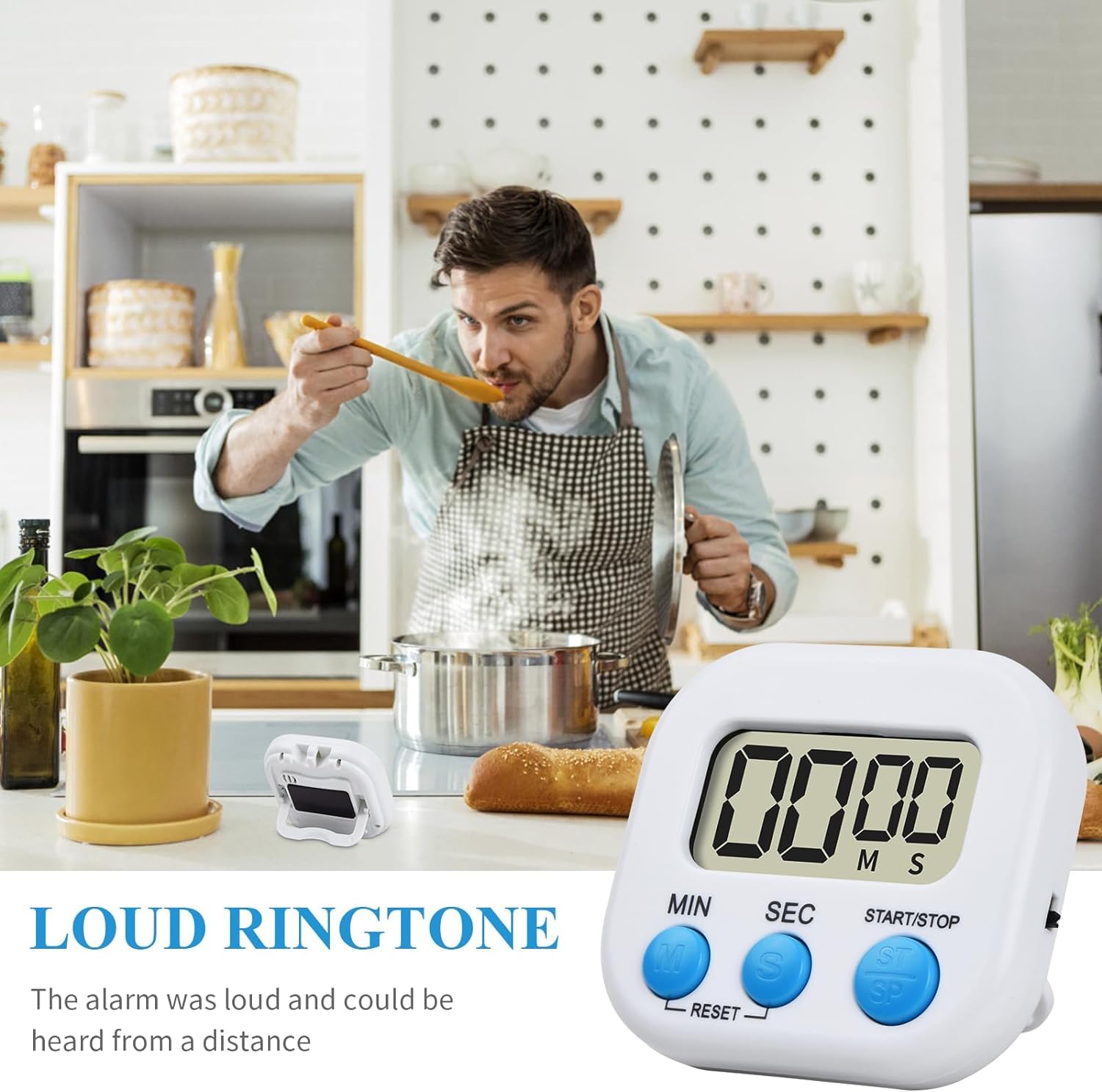 DOCAT Digital Kitchen Timer & Stopwatch with Large Display - Magnetic Back, Loud Alarm for Cooking, Baking, Study & Workouts | Essential Kitchen Tool for Ovens, Classrooms & Gym