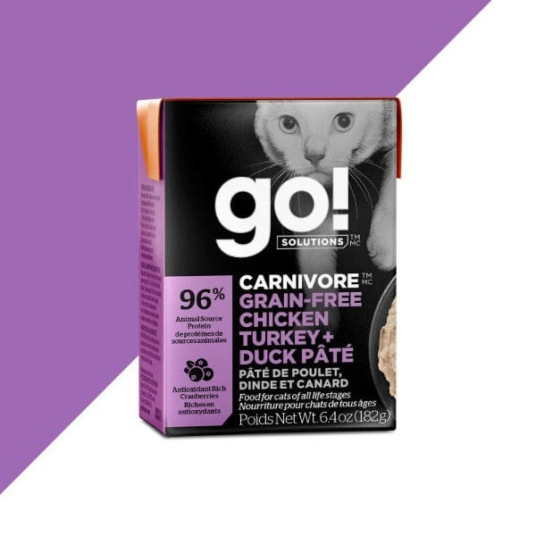 Premium Grain-Free Wet Cat Food - Go! Solutions Carnivore Chicken, Turkey & Duck Pate Recipe for Adult Cats - High Protein, Natural Ingredients - Perfect for Indoor Cats & Picky Eaters