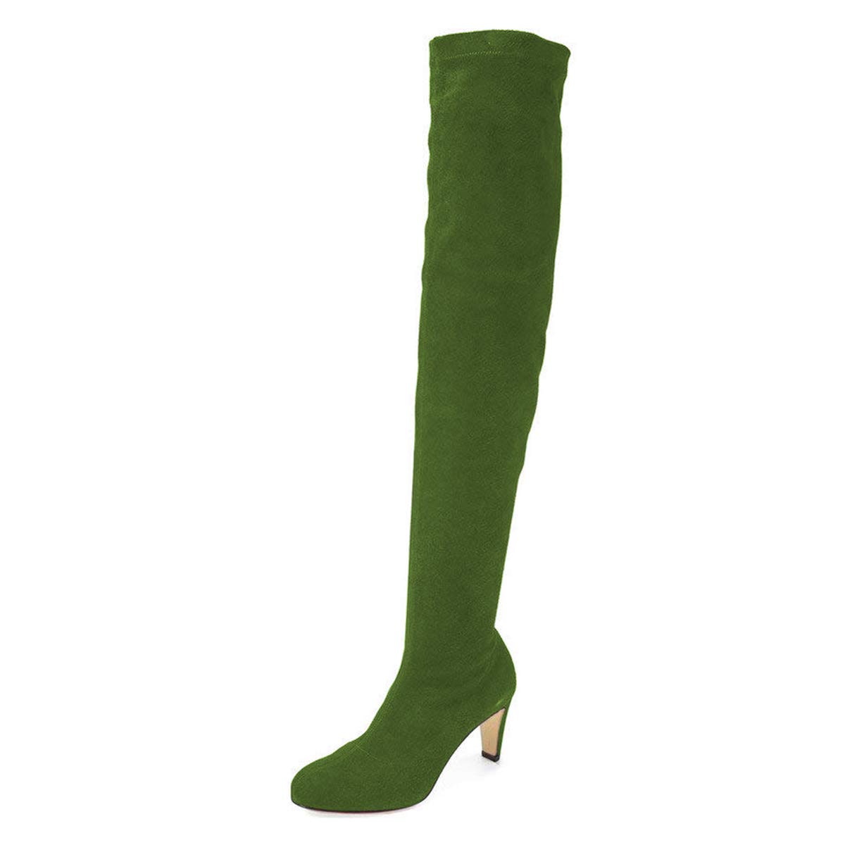 YDN Women's Fashion Thigh High Boots - Round Toe Chunky Heel Over The Knee Boots with Side Zip & Pull On Design | Perfect for Winter, Party, Date Night & Office Wear