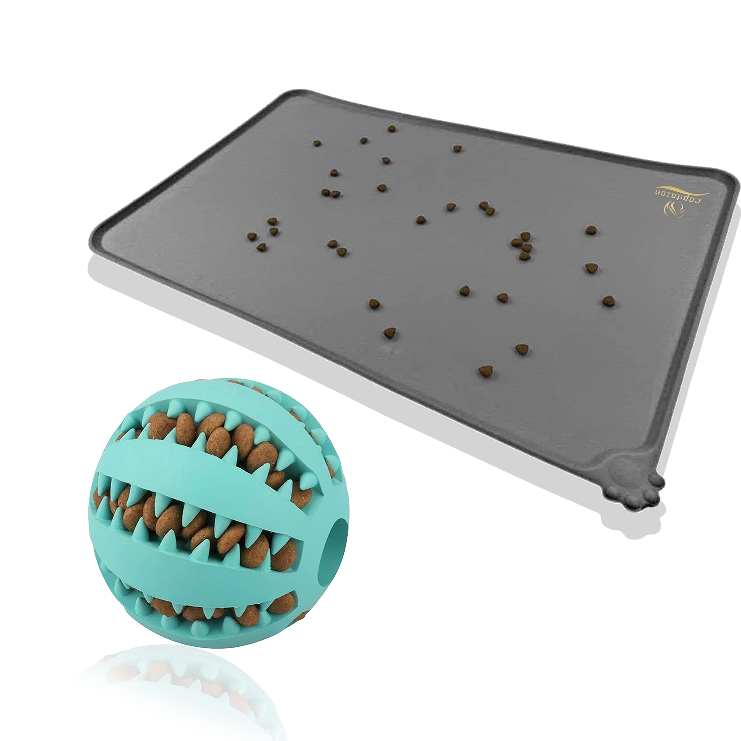 CYOIDAI Durable Dog Ball Toys with Silicone Feeding Bowl Mat - Interactive IQ Puzzle Chew Toys for Small & Large Dogs - Teeth Cleaning, Chewing, Playing & Treat Dispensing - Perfect for Indoor Play, Training & Mental Stimulation