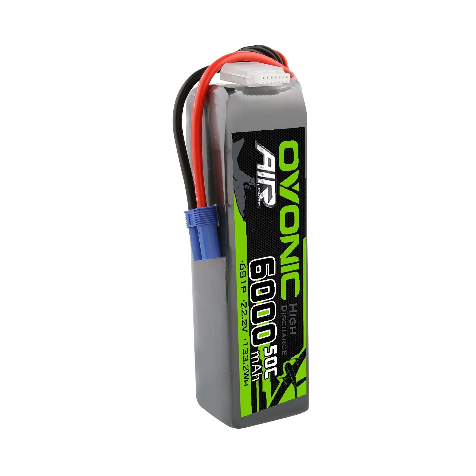 Ovonic 6000mAh 6S 22.2V 50C LiPo Battery Pack with EC5 Plug - High Performance RC Battery for Airplane, Helicopter & RC Car - Perfect for FPV Drones, RC Racing and Aerial Photography