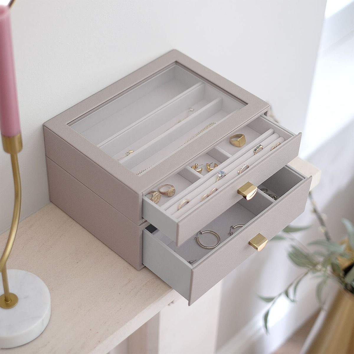 Classic 2-Piece Drawer Box Set in Taupe or Blush - Perfect for Bedroom Storage & Home Organization