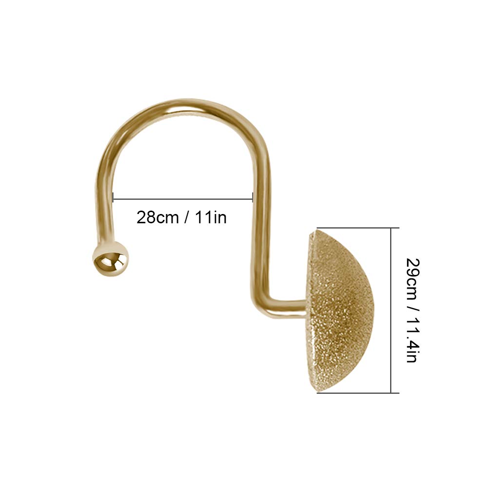 12 Pack Rust-Proof Gold Shower Curtain Hooks - Hemispherical Metal Bathroom Shower Rings for Windows & Bathtub, Durable Curtain Accessories Set (Perfect for Bathroom Decor & Home Upgrade)