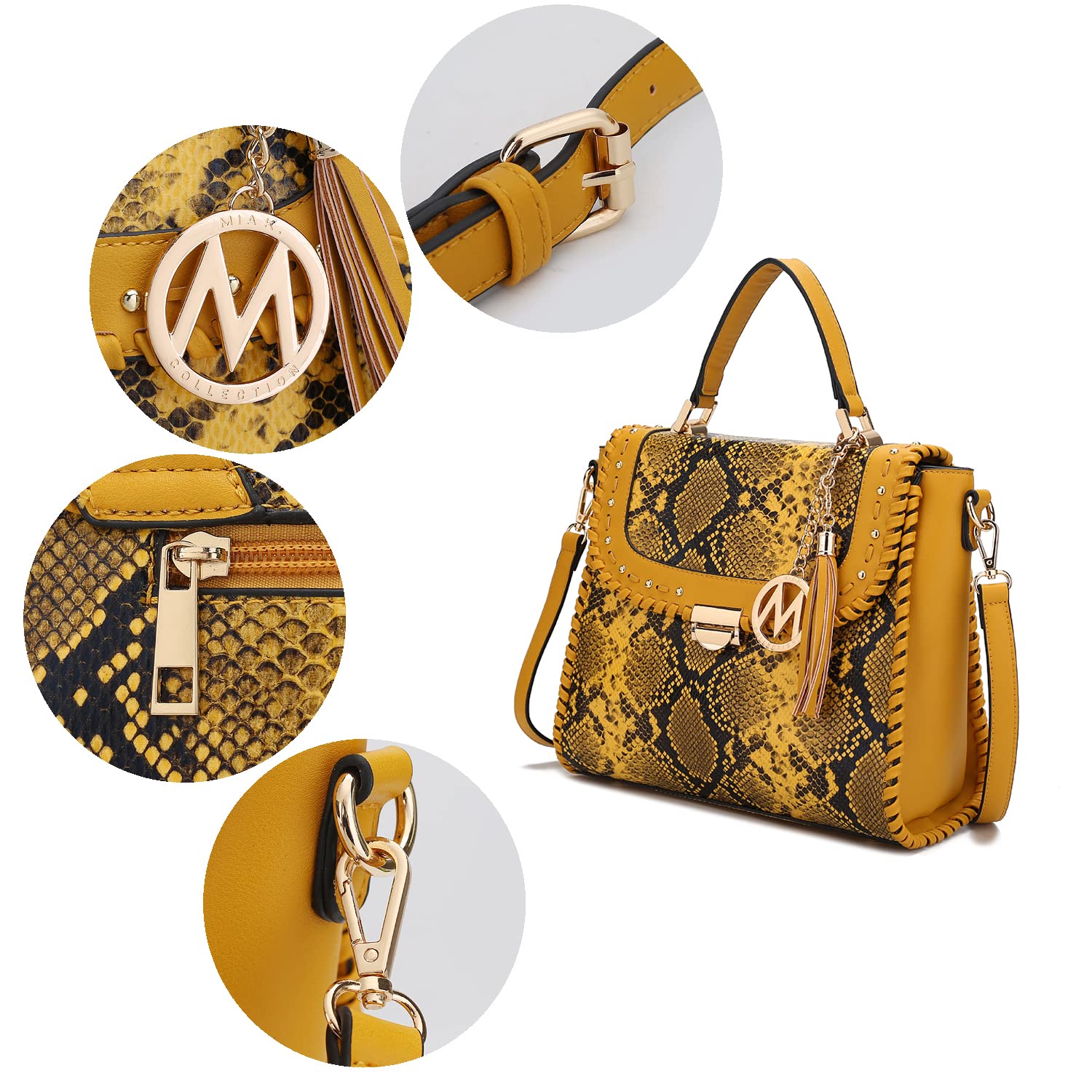 MKF Collection Women's Vegan Leather Crossbody Bag - Stylish Satchel with Top Handle & Shoulder Strap, Perfect for Work, Travel & Everyday Use by Mia K