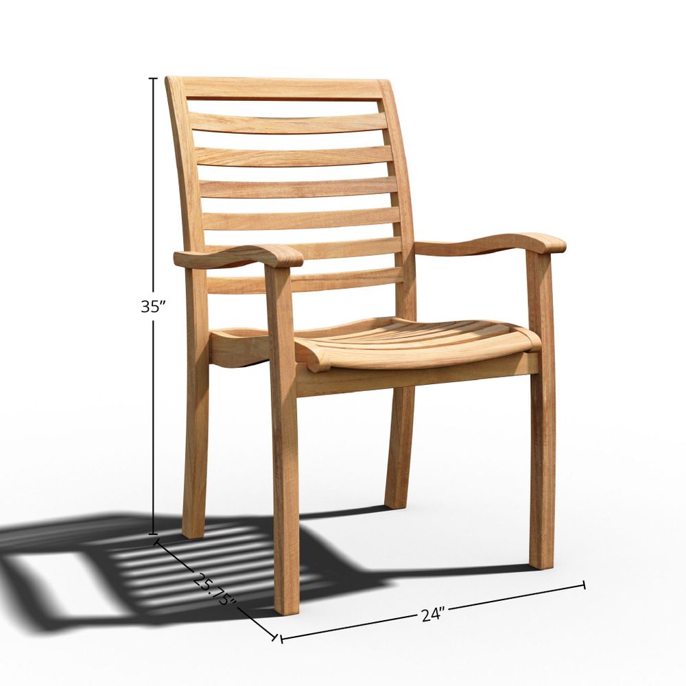 Mathieu 7-Piece Rectangular Teak Outdoor Dining Set with Extendable Table & Stacking Chairs - Perfect for Patio, Garden, and Poolside Entertaining