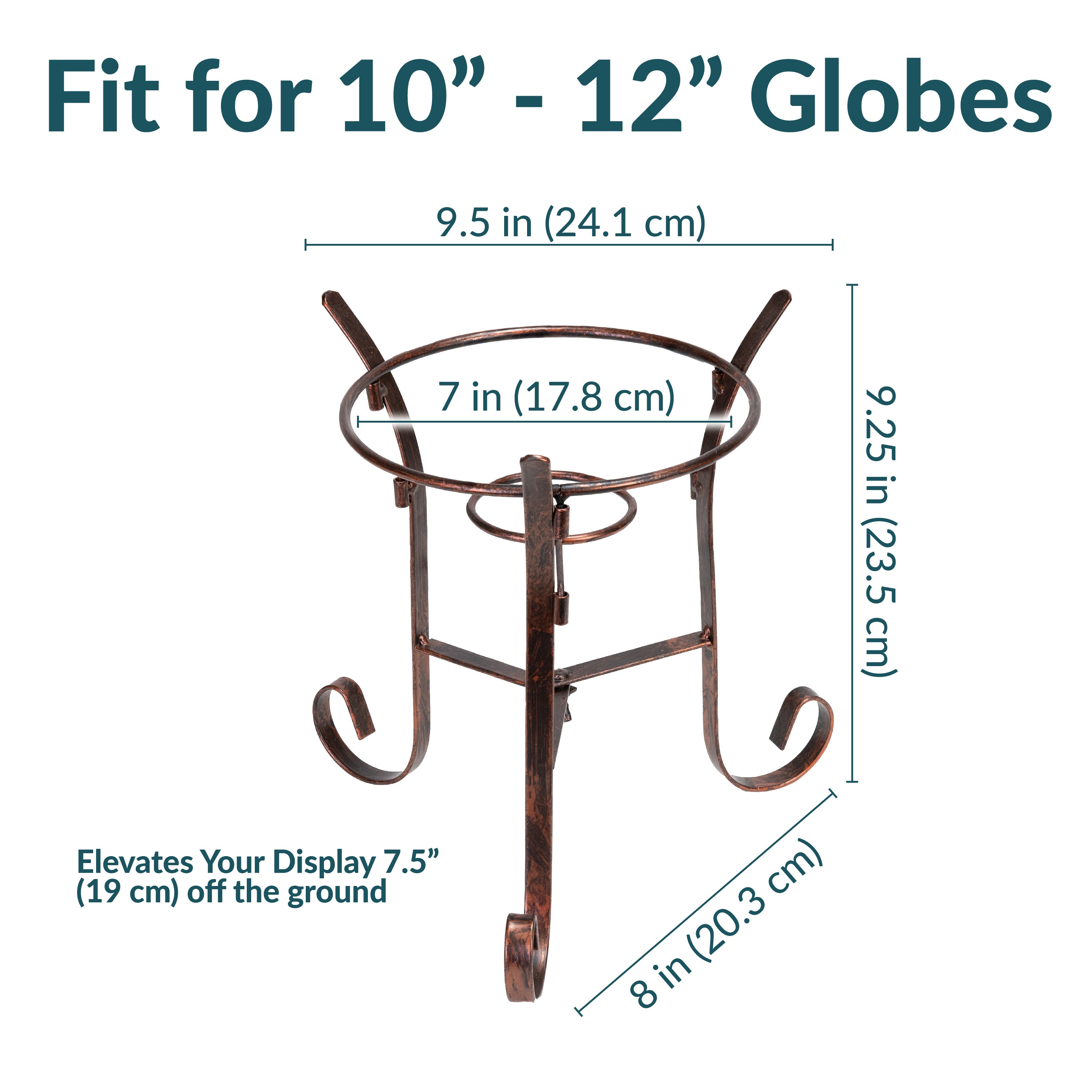 Sunnydaze Black Steel Traditional Style Gazing Globe Stand - 9 Inch Garden Decor for Outdoor Patio, Lawn & Yard Decoration | Perfect for Landscaping, Flower Beds & Backyard Ornaments