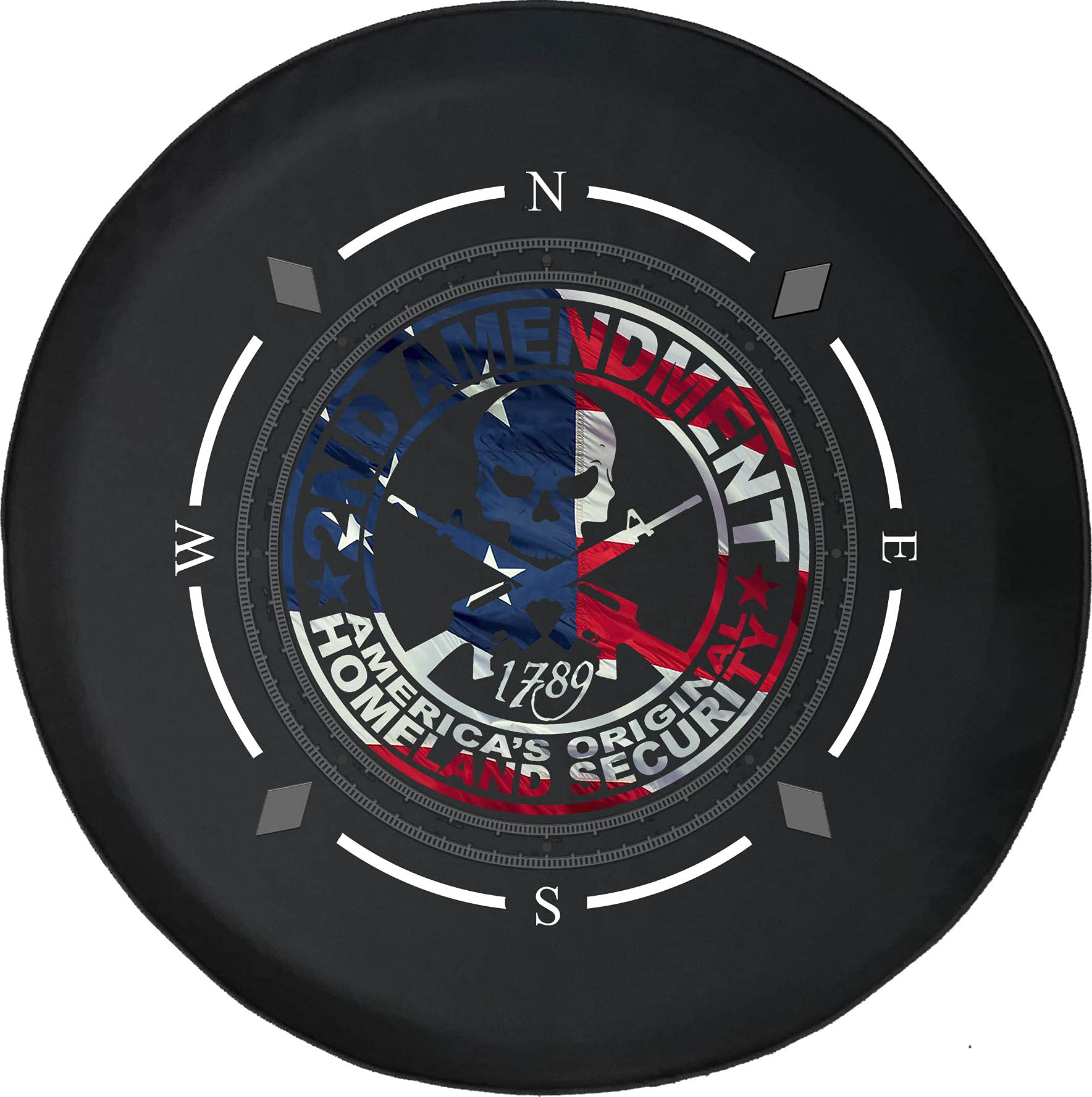 2nd Amendment American Flag Skull Spare Tire Cover - Heavy Duty SUV, Trailer & RV Wheel Protector for Off-Road Adventures & Patriotic Style