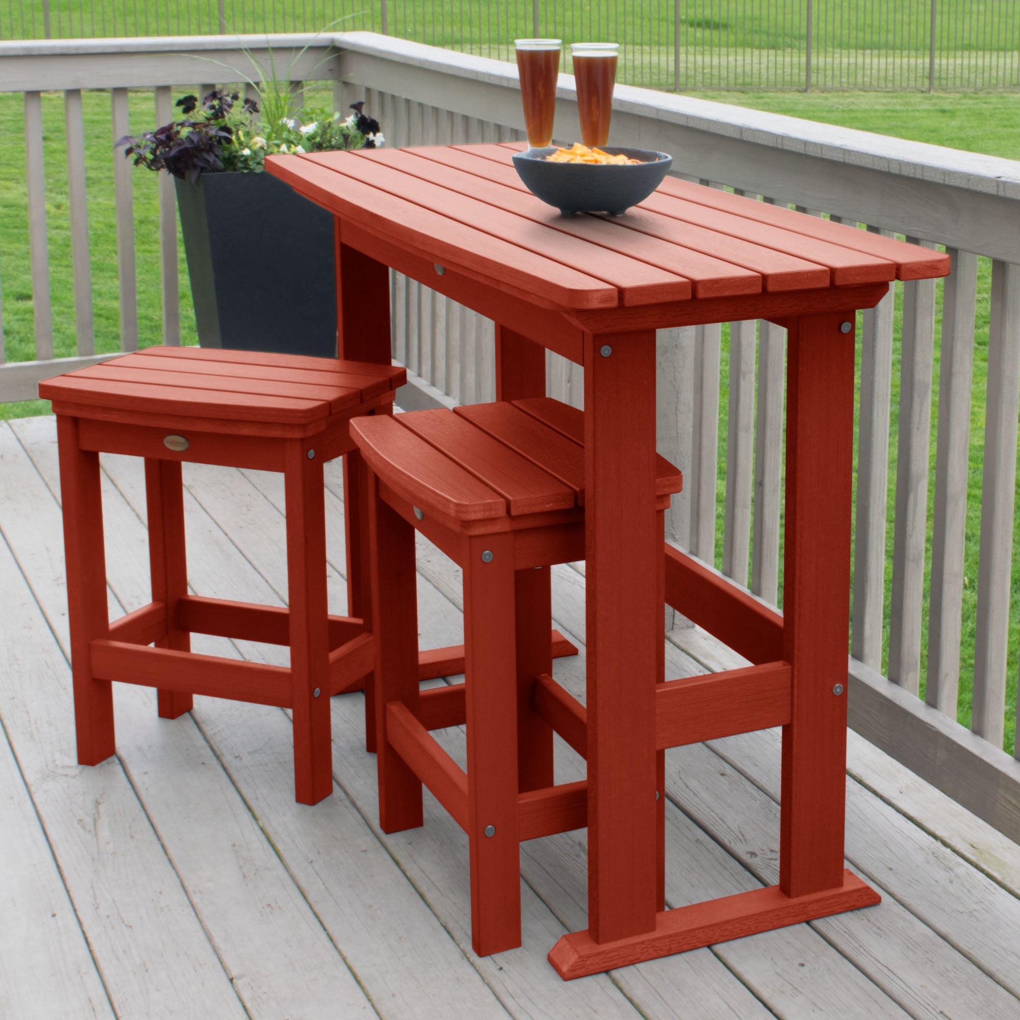 Lehigh 3-Piece Counter Height Balcony Patio Set - Outdoor Bistro Table and Chairs for Small Spaces, Porch, Garden, or Apartment Balcony
