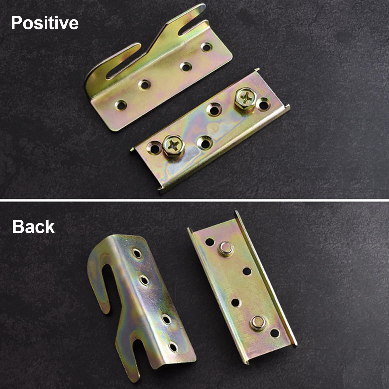 4 Sets Heavy Duty Bed Rail Brackets - Wooden Bed Frame Connectors with Screws for Secure Bed Assembly - Perfect for DIY Bed Frames, Bunk Beds & Furniture Repair