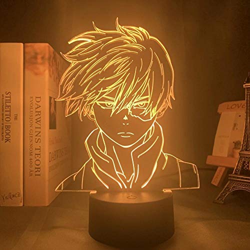 3D LED Night Light Lamp - My Hero Academia Shoto Todoroki Face Design, 16 Color Changing Anime Acrylic Table Lamp with Remote Control for Kids Bedroom Decor, Birthday Gift | Perfect for Anime Fans' Rooms, Gaming Setups & Themed Parties