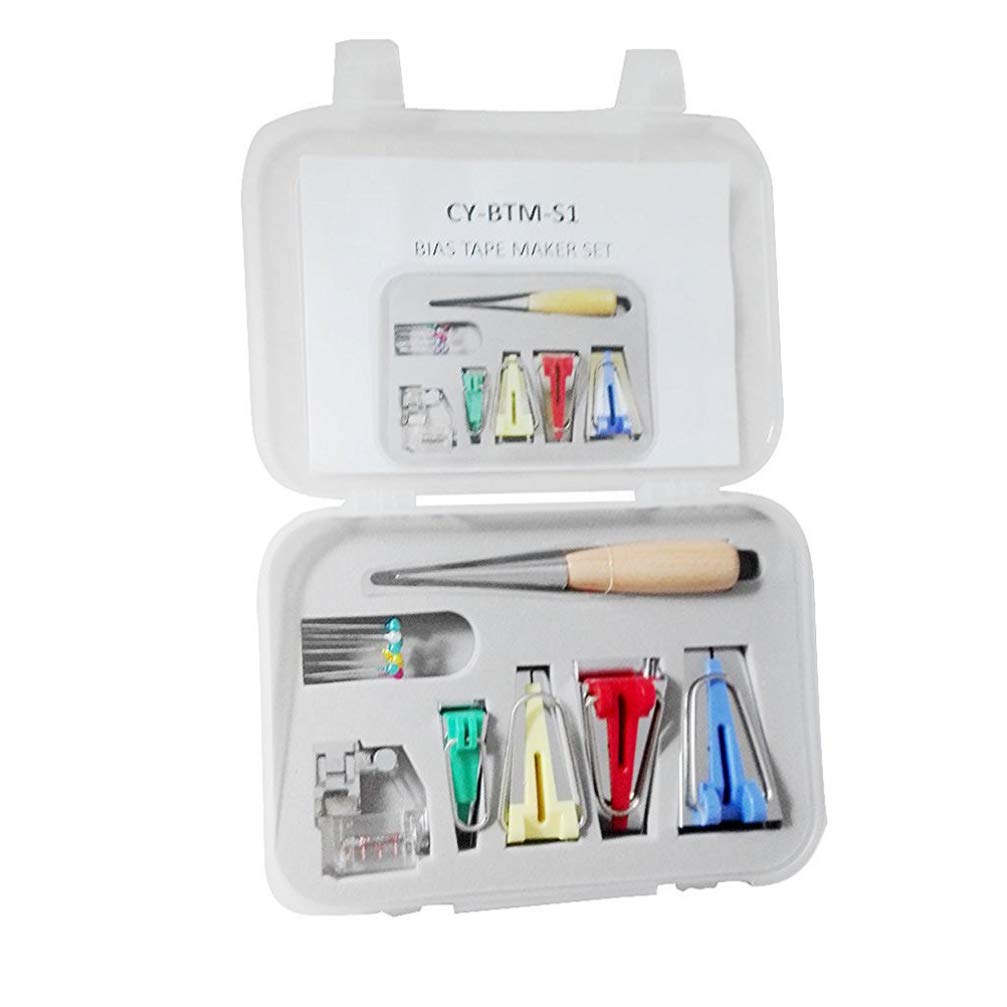 DOITOOL 2-Pack Bias Tape Maker Kit - Sewing Quilting Awl, Tape Binding Presser Foot & Ball Pins - Perfect for Patchwork, DIY Sewing Projects & Fabric Binding