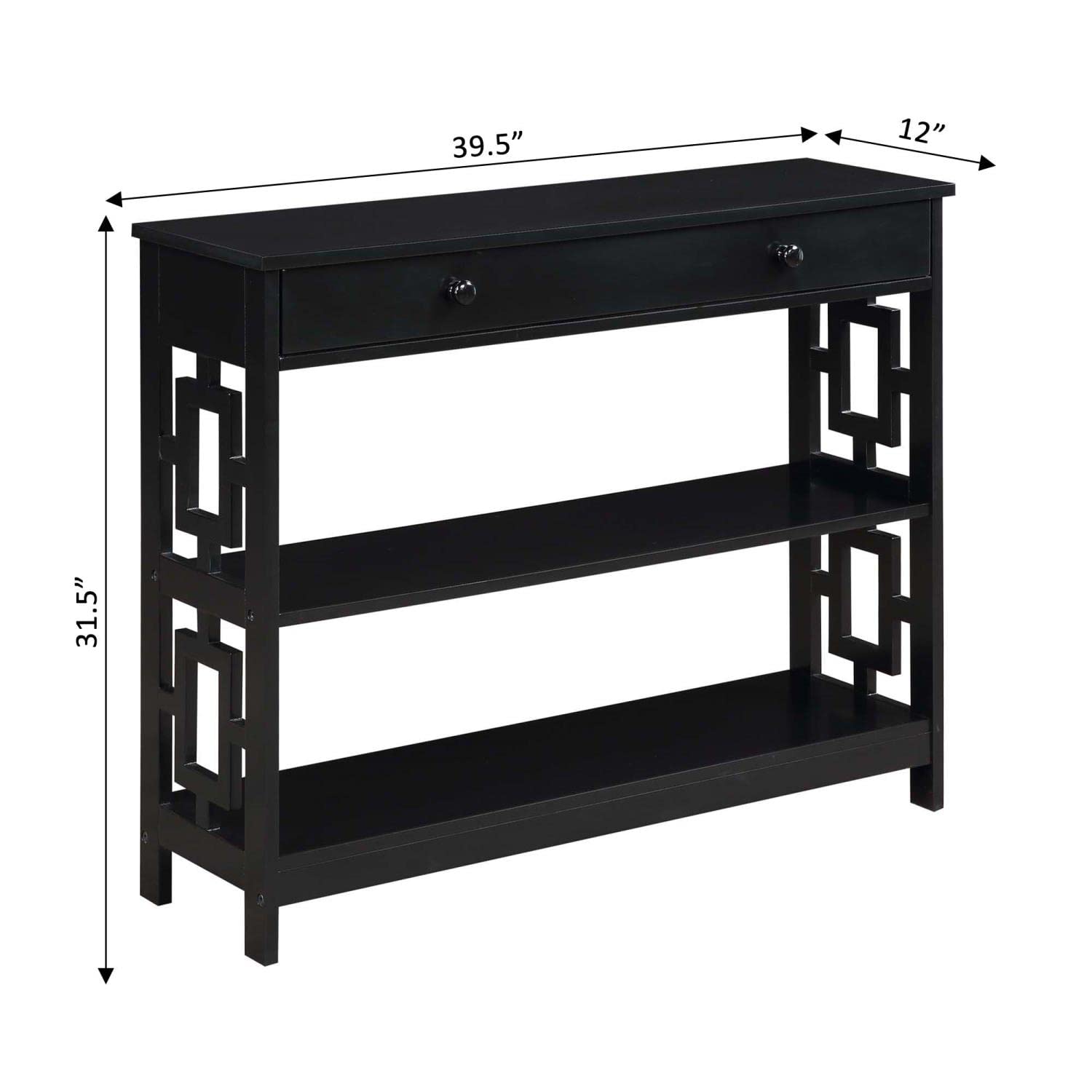 Convenience Concepts Town Square Console Table - Modern Black Entryway Table for Hallway, Living Room & Home Decor | Stylish & Functional Furniture for Small Spaces