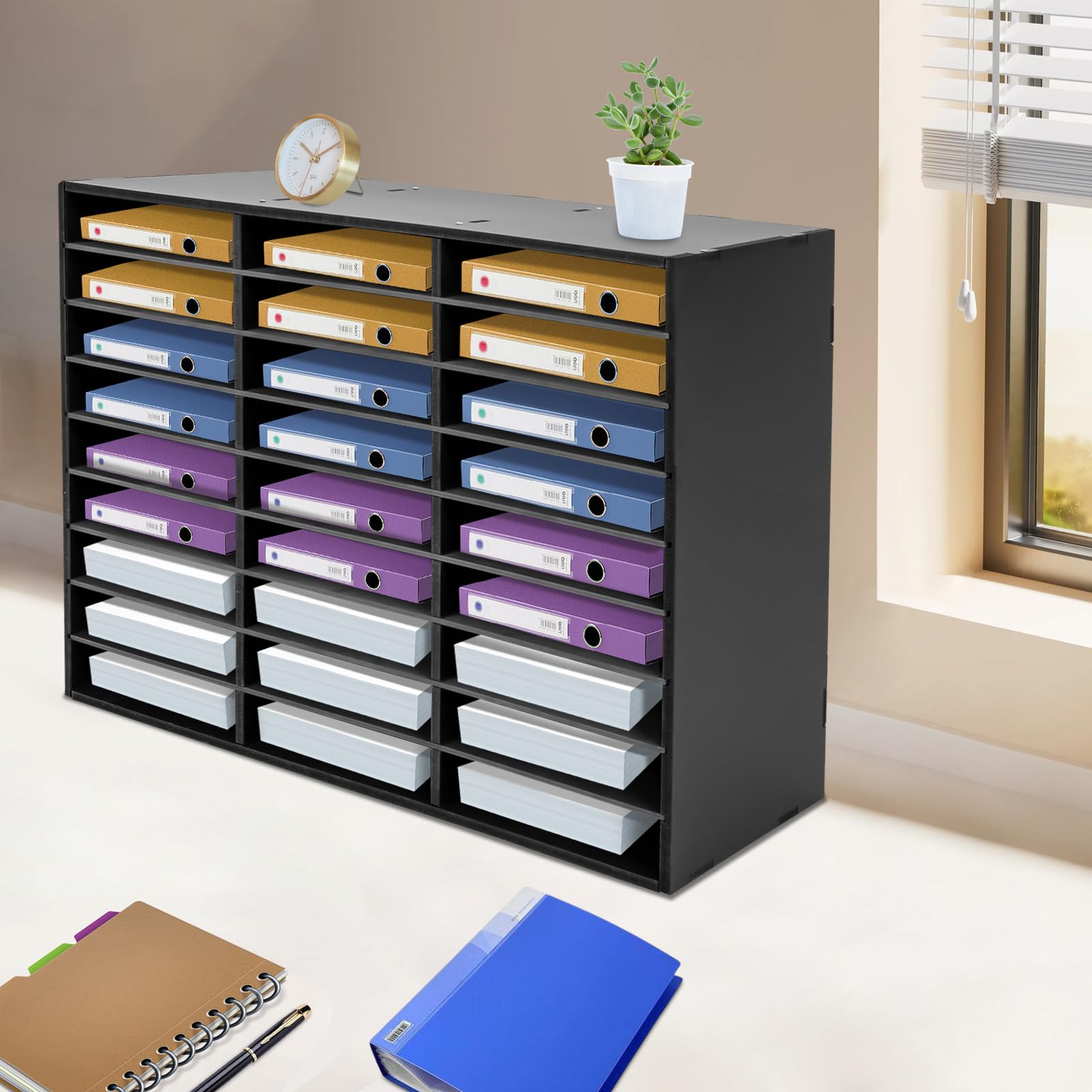 27-Slot Black Mail Sorter Organizer - Classroom Mailbox & Desktop File Organizer for Home, School, Office - Perfect for Sorting Letters, Papers, and Documents