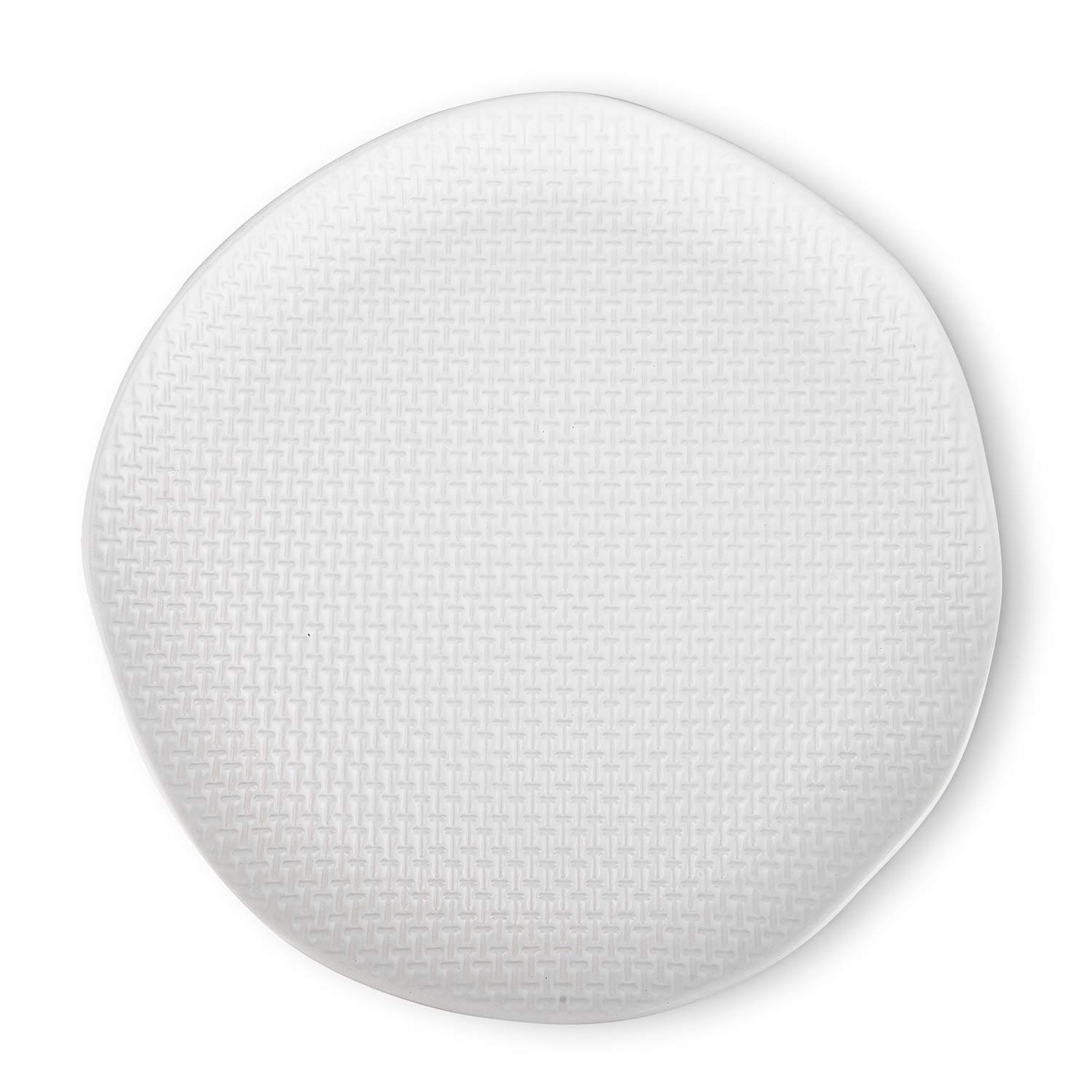 Stone Woven Stoneware Dinner Plate Set of 4 - White Ceramic Plates for Everyday Dining, Entertaining & Restaurant Use - Abigael Collection