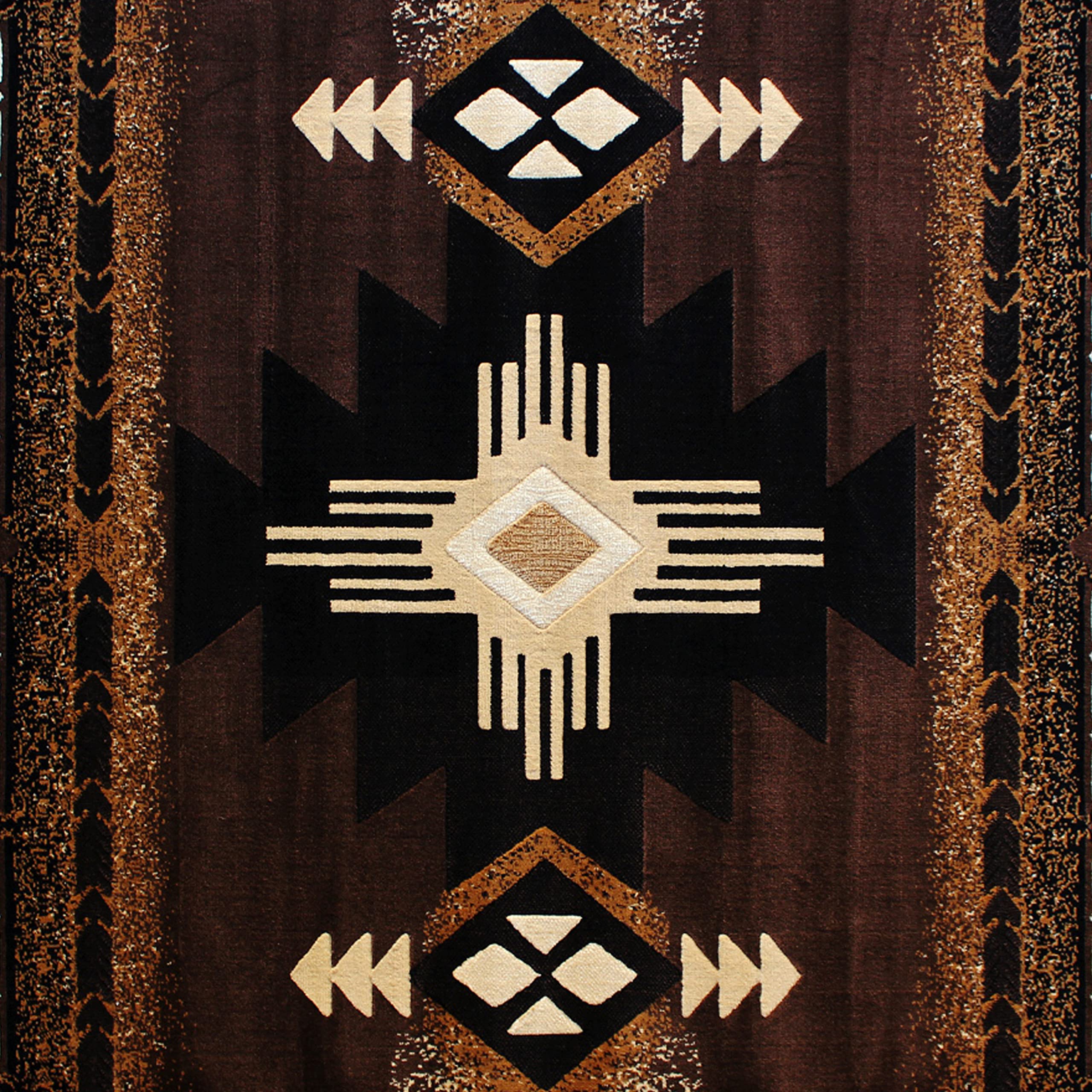 Flash Furniture Mohave Traditional Southwestern Style Area Rug 8'x10' - Rustic Chocolate Accent Rug with Olefin Fibers & Jute Backing - Perfect for Living Room, Bedroom, or Southwestern Home Decor
