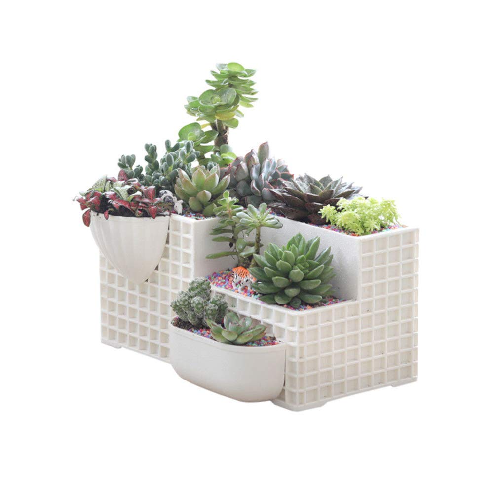 Belit 11.8 Inch Large Rectangle White Plastic Succulent Planter Pot - Modern Home Decor for Indoor Plants, Office Desk, Garden & Patio - Plants Not Included