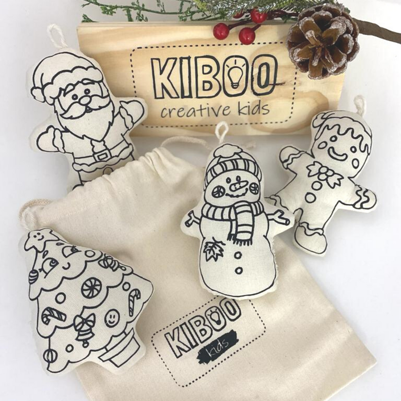 Santa and Christmas Tree Color & Wash Ornament Set - 12-Piece Holiday Decor for Kids, DIY Painting Kit - Perfect for Family Christmas Crafts & Tree Decorations