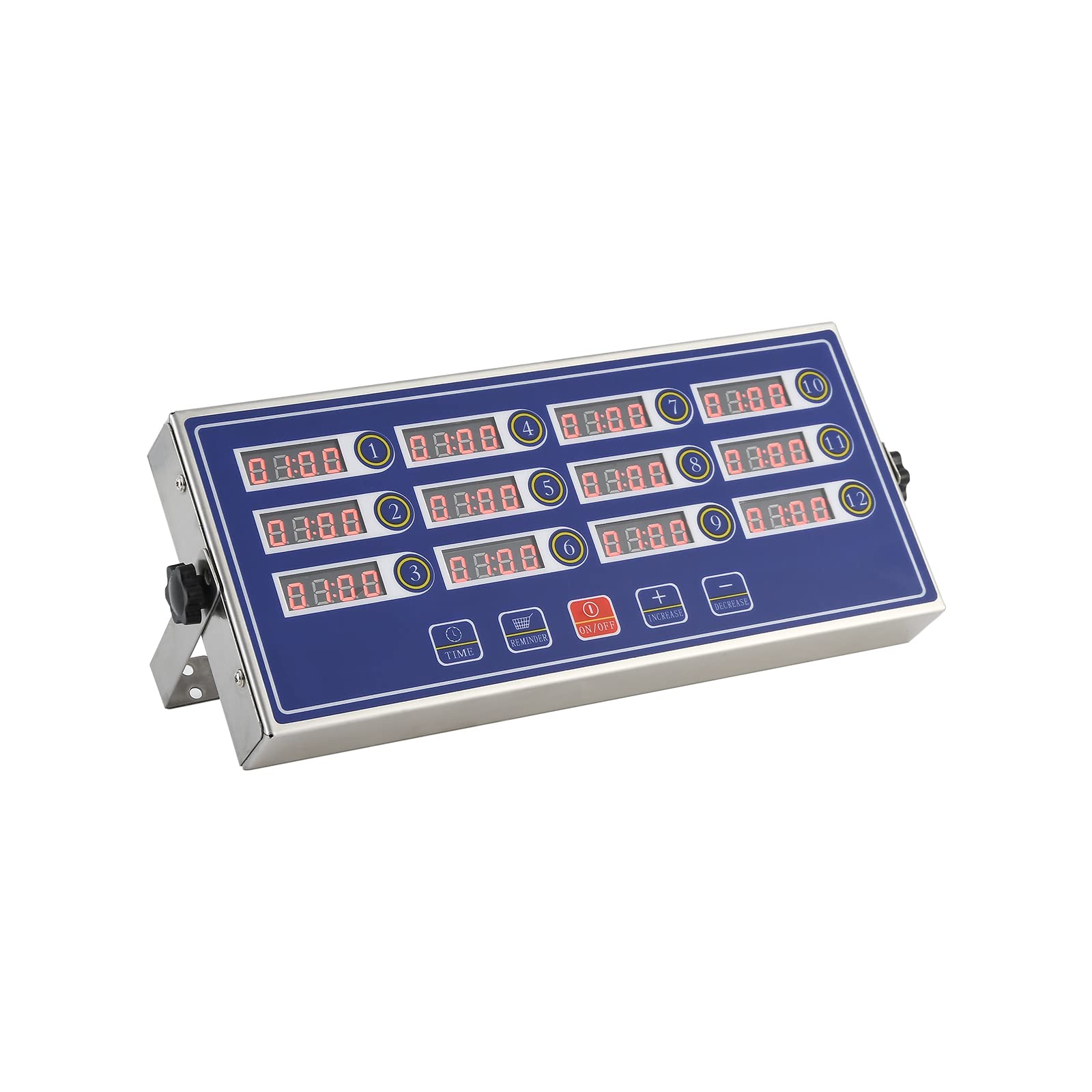 12-Channel Digital Kitchen Timer with Loud LED Display - Stainless Steel Countdown Timer for Restaurants, Pizza, Coffee, Fast Food & Fries Cooking - Perfect for Commercial Kitchens & Food Service