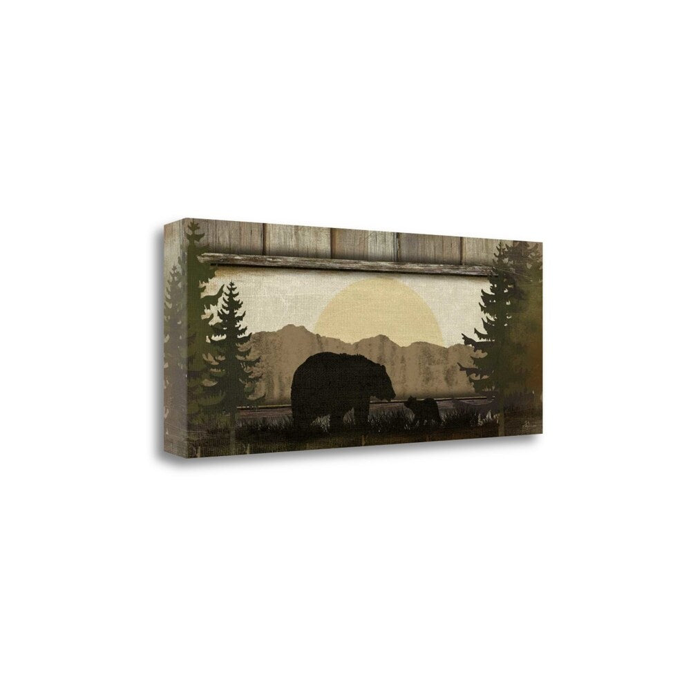 Bear With Cub By Jennifer Pugh - Premium Giclee Art Print on Gallery Wrapped Canvas - Ready to Hang Wall Decor - Perfect for Nursery, Living Room or Wildlife Themed Home Decor