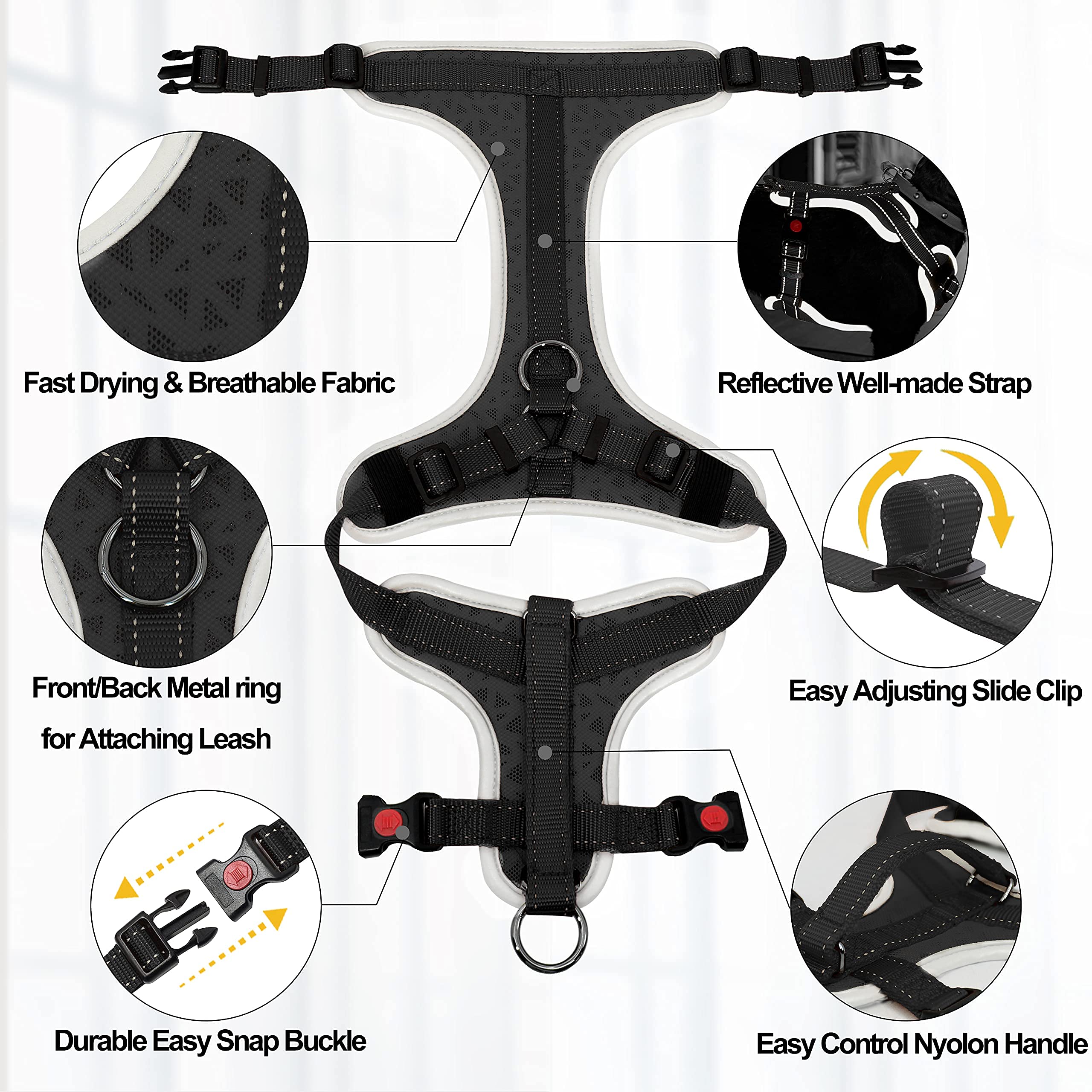 Supet No-Pull Dog Harness with Leash - Adjustable Reflective Pet Vest for Small, Medium & Large Dogs | Heavy Duty Control Handle for Walking, Training & Outdoor Adventures