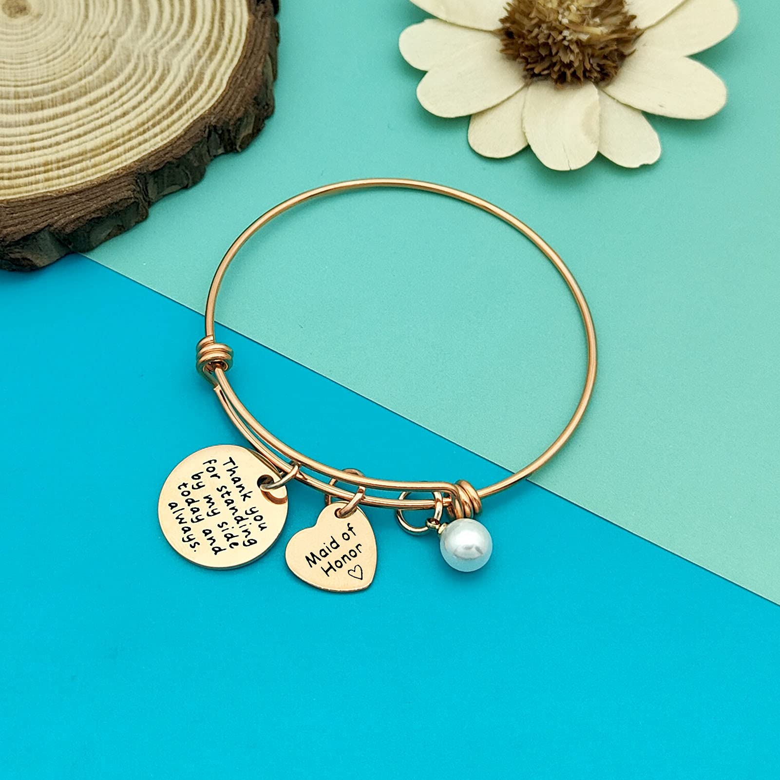 Adjustable Bridesmaid Bracelet - Elegant Wedding Jewelry Gift for Best Friend, Sister & Matron of Honor - Thank You & Appreciation Gift for Bridal Party - Perfect for Weddings, Bachelorette Parties & Special Occasions