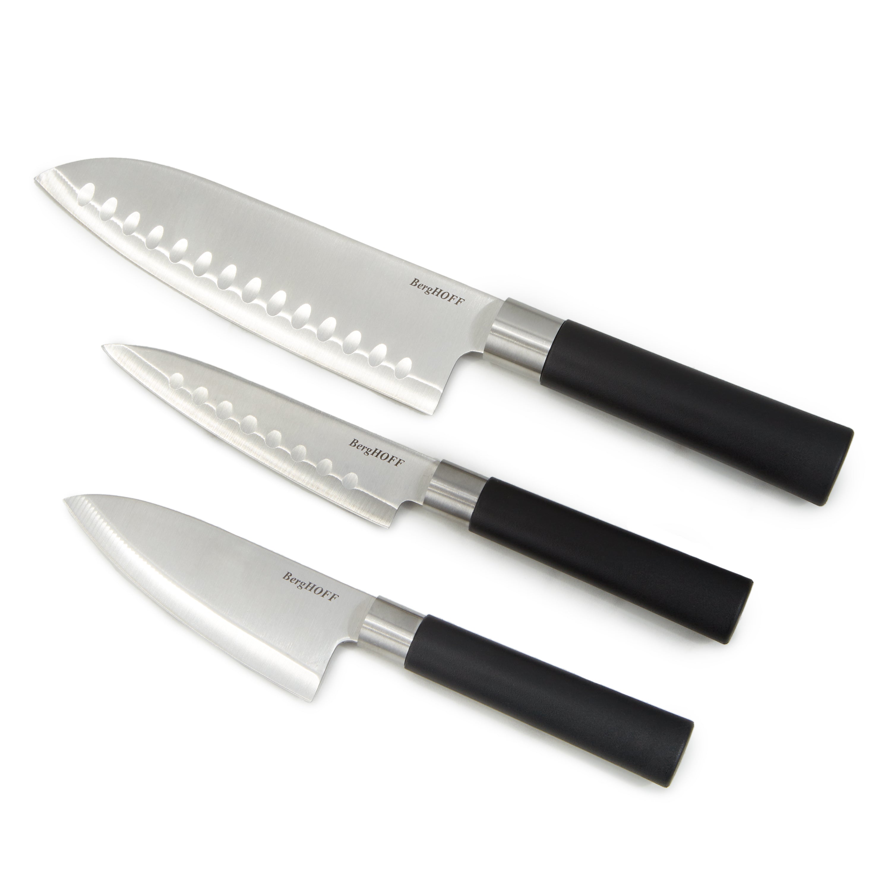 BergHOFF DiNA Codon 3-Piece Stainless Steel Santoku Knife Set - Professional Kitchen Knives for Slicing, Dicing & Chopping - Perfect for Home Chefs & Cooking Enthusiasts