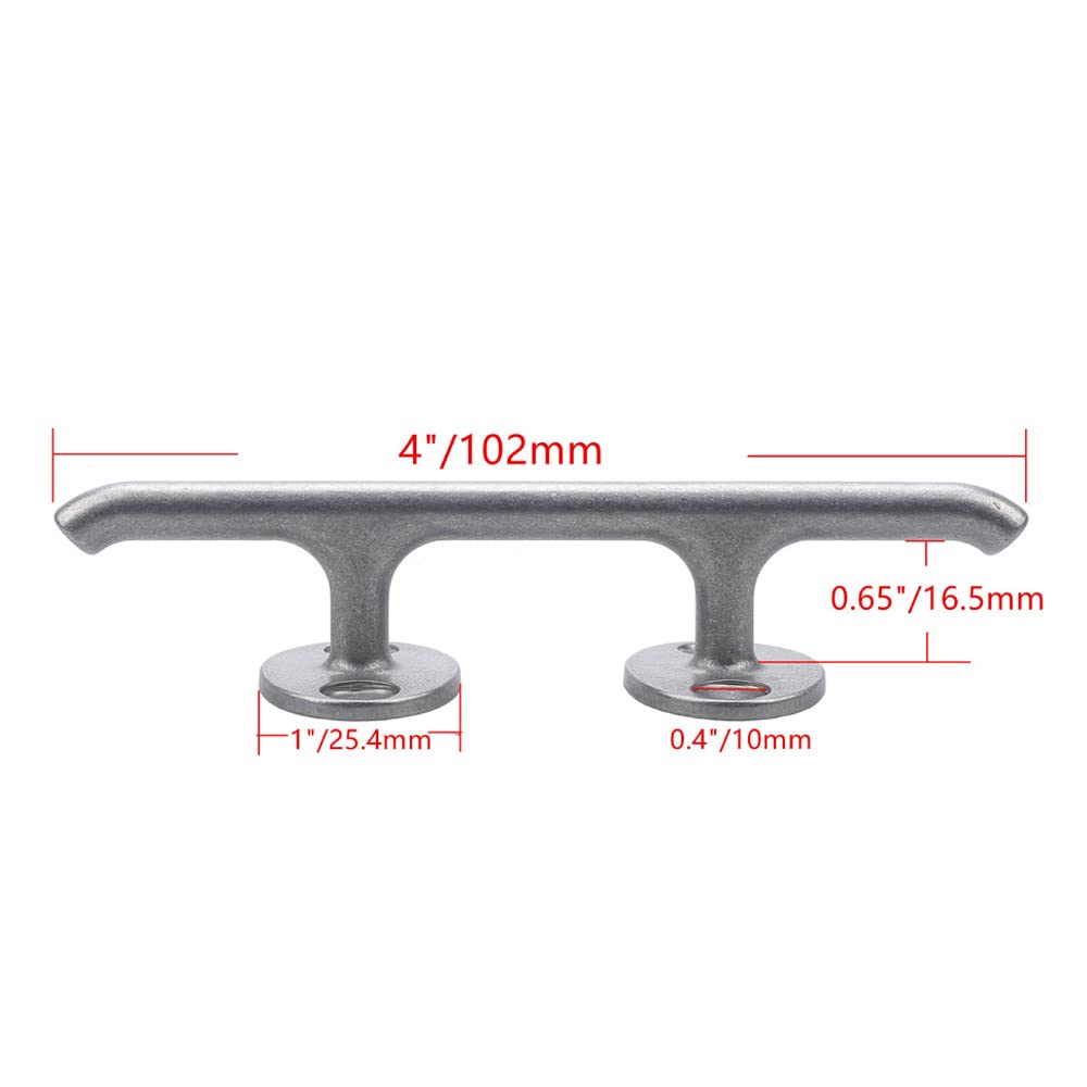 Stainless Steel Boat Cleats 4 Inch - Marine Deck & Dock Cleats for Kayaks & Nautical Decor