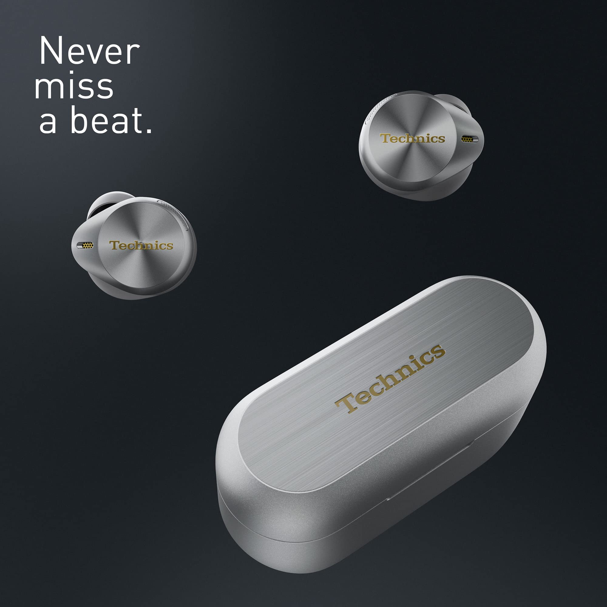 Technics EAH-AZ80E-S Premium Wireless Earbuds with Active Noise Cancelling, Multipoint Bluetooth 5.3, Ergonomic In-Ear Design, 7H Playtime & 24H Charging Case - Silver | Perfect for Commuting, Workouts & Travel