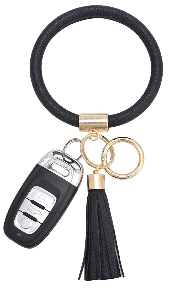 Coolcos Leather Keychain Bracelet for Women - Stylish Wristlet Key Holder with Tassel, Portable Keyring Bangle for Everyday Use, Perfect Gift for Her - Ideal for Work, Travel, and Night Out Accessories