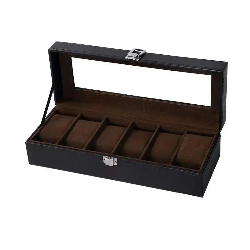 Premium PU Leather Watch Box Organizer - 6/10/12 Grids Display Case with Lock for Jewelry & Watches Storage | Perfect for Watch Collectors, Jewelry Organization & Gift Presentation