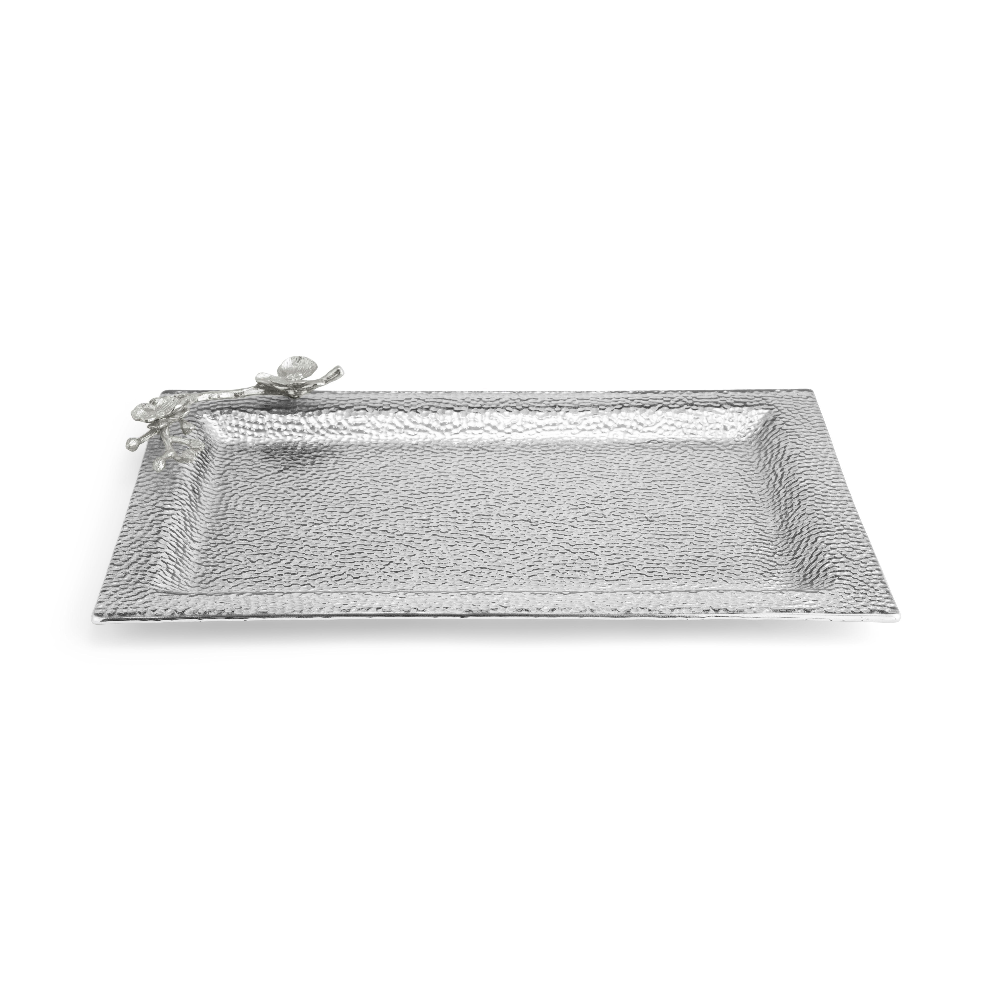 Elegant White Orchid Large Glass Serving Tray - Perfect for Dining, Bathroom Decor, and Party Serving - Durable & Stylish Home Decor Accessory