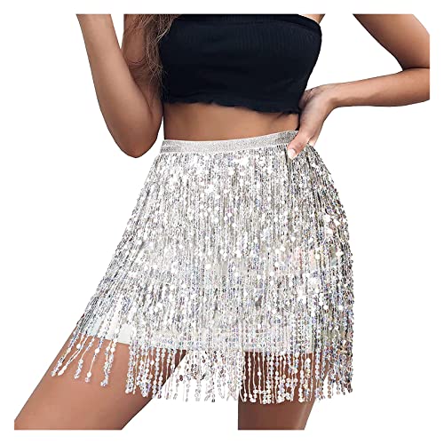 Women's Belly Dance Hip Skirt with Sequin Tassel Fringe - Scarf Belt for Dance, Rave, Party & Club Wear - Perfect for Women and Girls - Ideal for Performances, Costumes & Festive Occasions