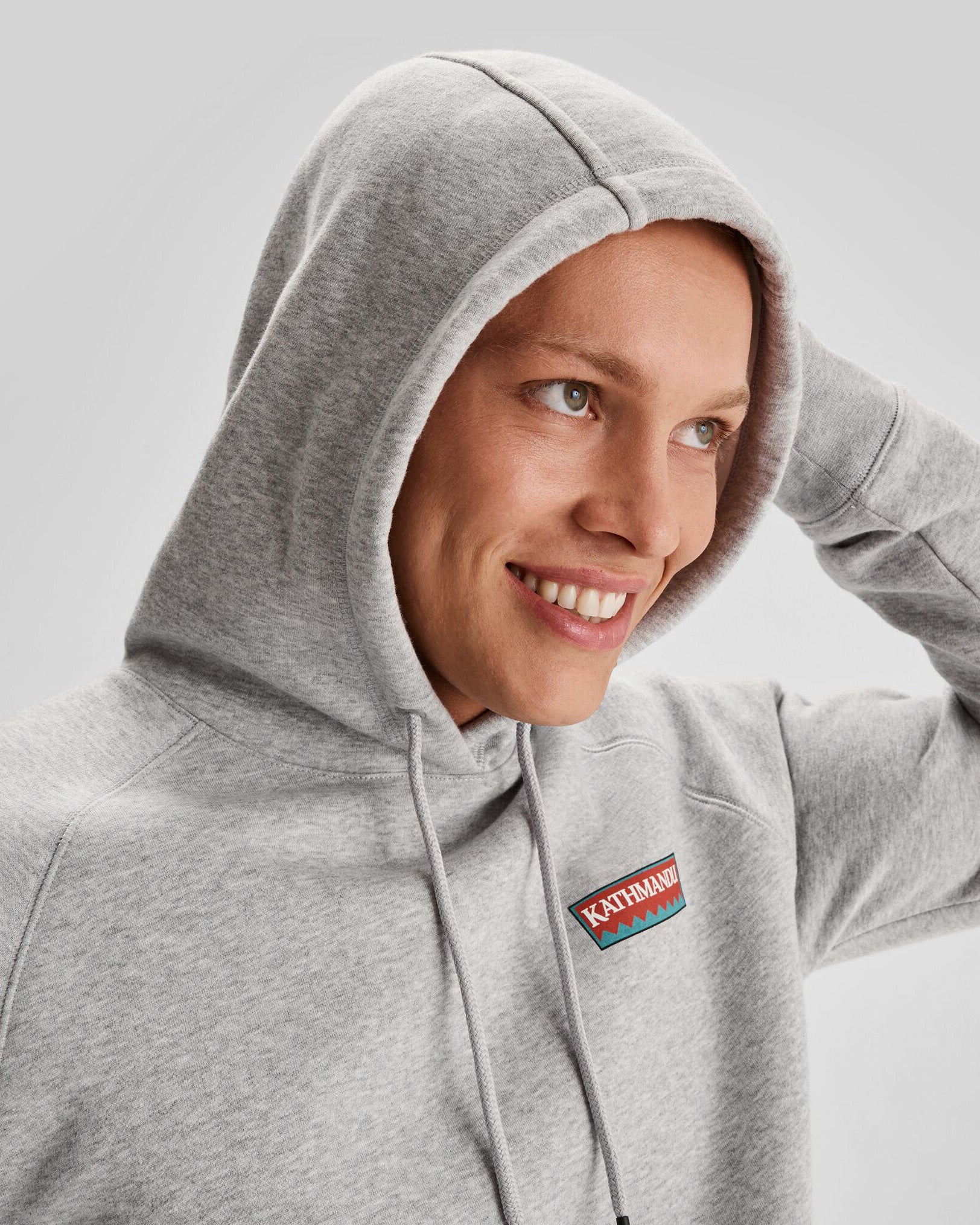 Men's Kathmandu Heritage Logo Slouchy Hoodie - Light Grey Marle | Cozy Pullover Sweatshirt for Casual Wear & Outdoor Adventures
