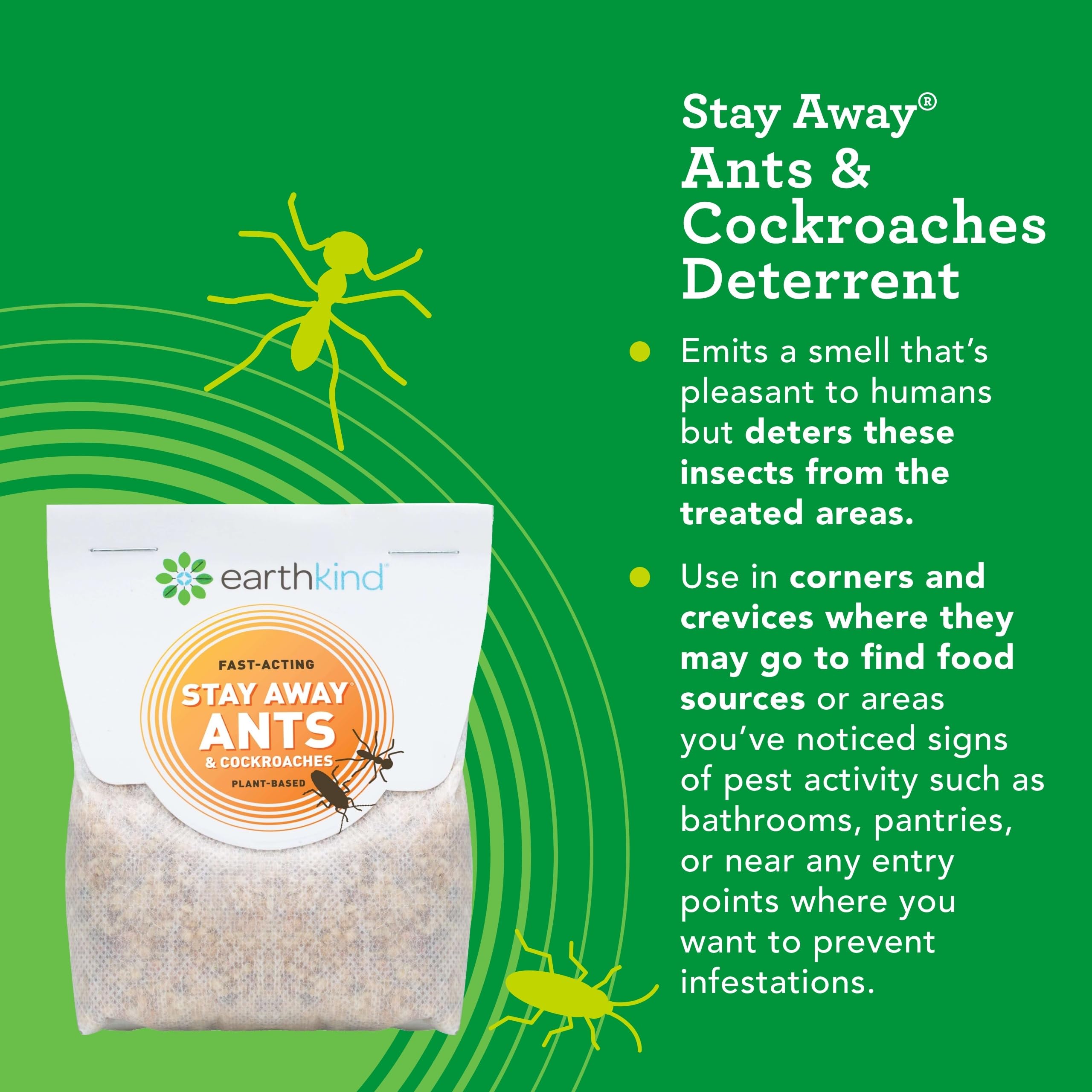 EarthKind Stay Away Ants & Cockroaches Deterrent Pouches - Natural Botanical Pest Repellent for Kitchen, Pantry & Countertops - Safe Non-Toxic Pest Control - 4 Pack - Perfect for Home, Office & Food Storage Areas