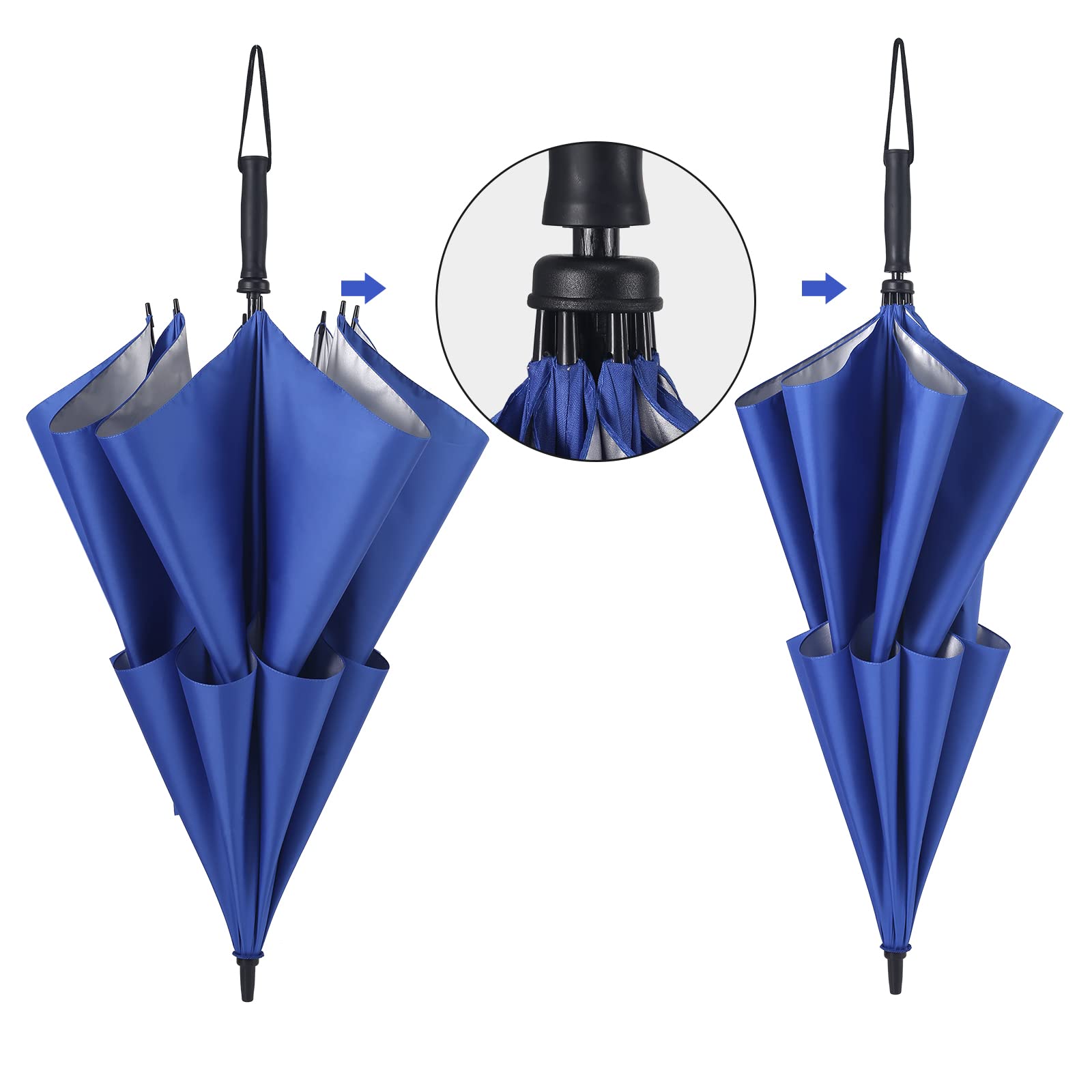 Storm Proof Golf Umbrella 62 Inch - UV & Wind Resistant for Outdoor Sports (Royal Blue)