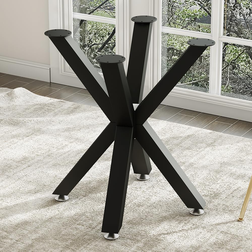 Heavy Duty 28 Inch Metal Table Base for Coffee & Dining Tables - Sturdy Desk Legs for Glass, Marble, Wood Table Tops - Perfect for Home, Kitchen & Office Furniture (Black) | Modern Living Room, Restaurant & Workspace Decor