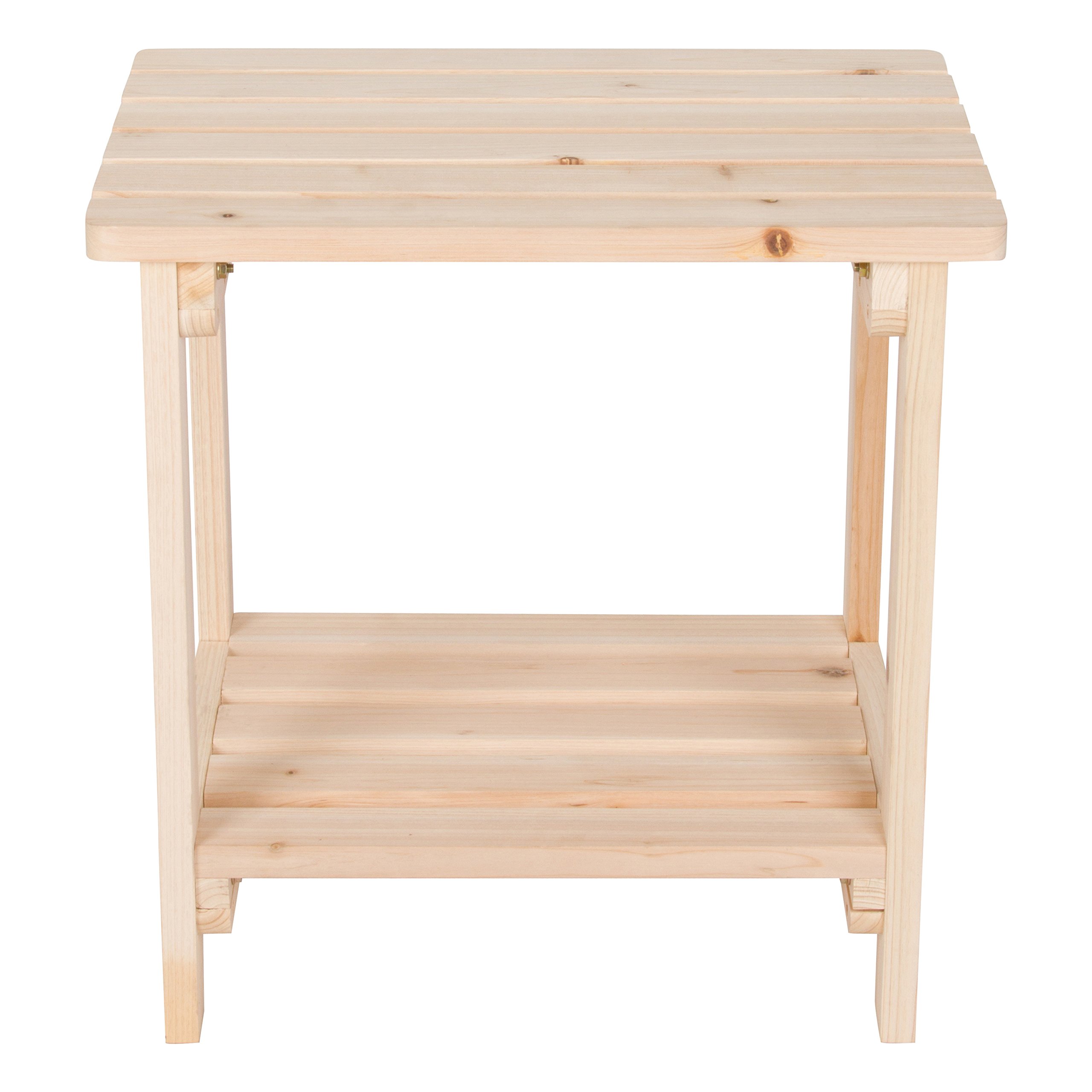 Shine Company Providence Rectangular Solid Wood Side Table - Natural Finish Outdoor Adirondack Small Patio Table for Garden, Deck, Poolside & Backyard Relaxation