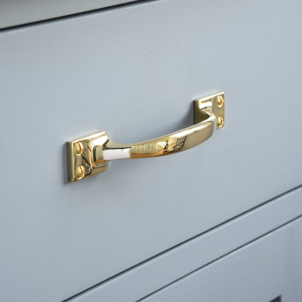 Polished Brass Cabinet Pull Handle - Vintage Style Drawer Handles for Kitchen, Bathroom & Furniture - Durable & Stylish Hardware Upgrade