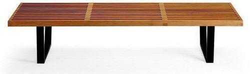 George Nelson Three Seat Platform Bench - Mid-Century Modern Sofa Bench for Living Room, Entryway & Bedroom - Durable Wooden Bench with Upholstered Cushion