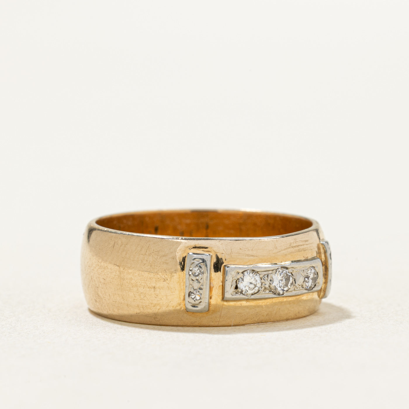 14K Gold Multi Column Diamond Band Ring - 0.15ctw Total Weight - Size 9.25 - Elegant Wedding Band, Anniversary Gift for Her, Everyday Luxury Jewelry