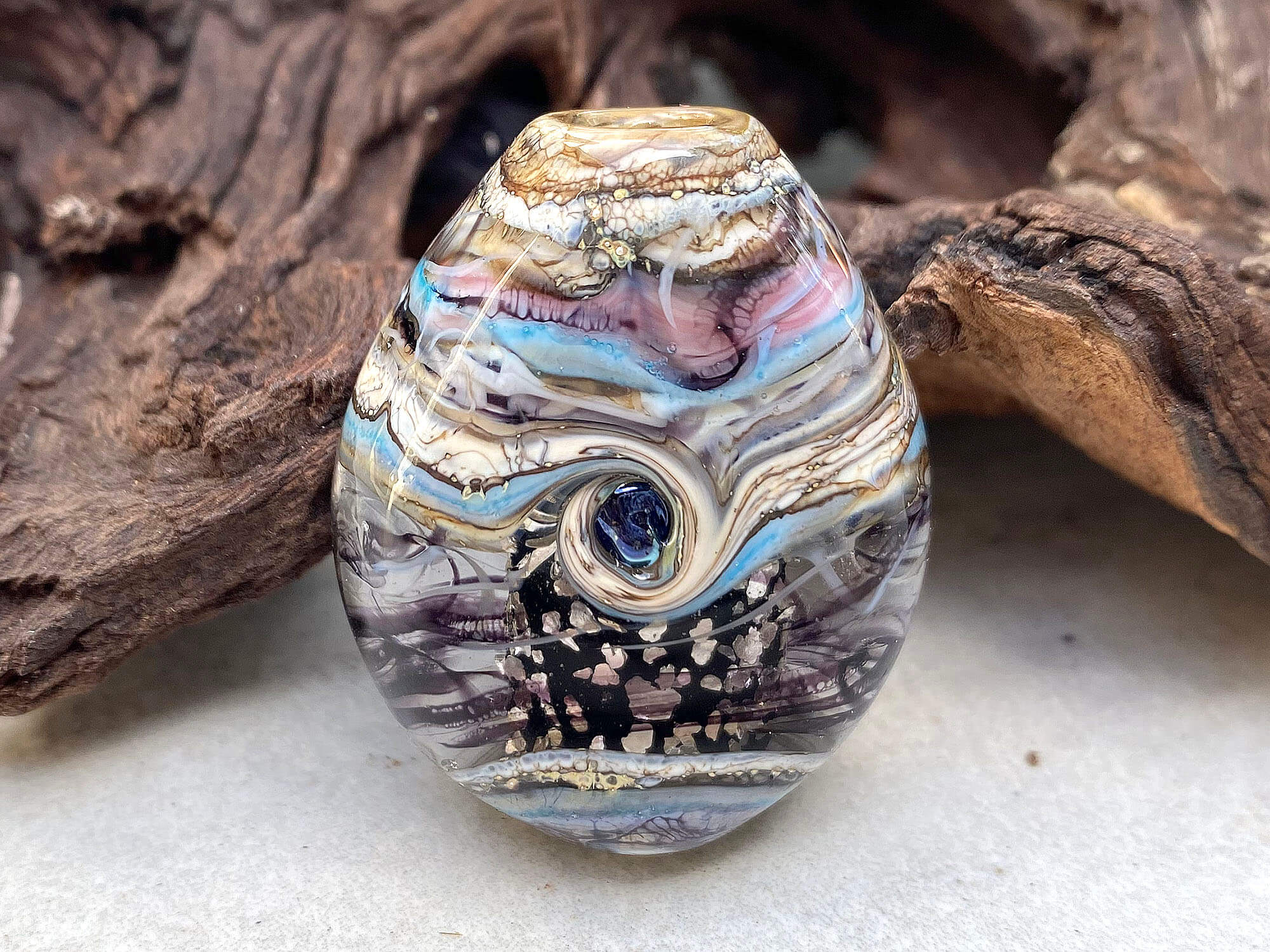 Handmade Black Light Organic Lampwork Glass Focal Bead - SRA Certified for Jewelry Making, DIY Crafts & Unique Gifts - Perfect for Necklaces, Bracelets & Home Decor
