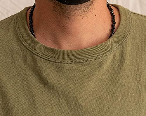 Black Onyx Beaded Face Mask Chain Lanyard for Men & Kids - 25