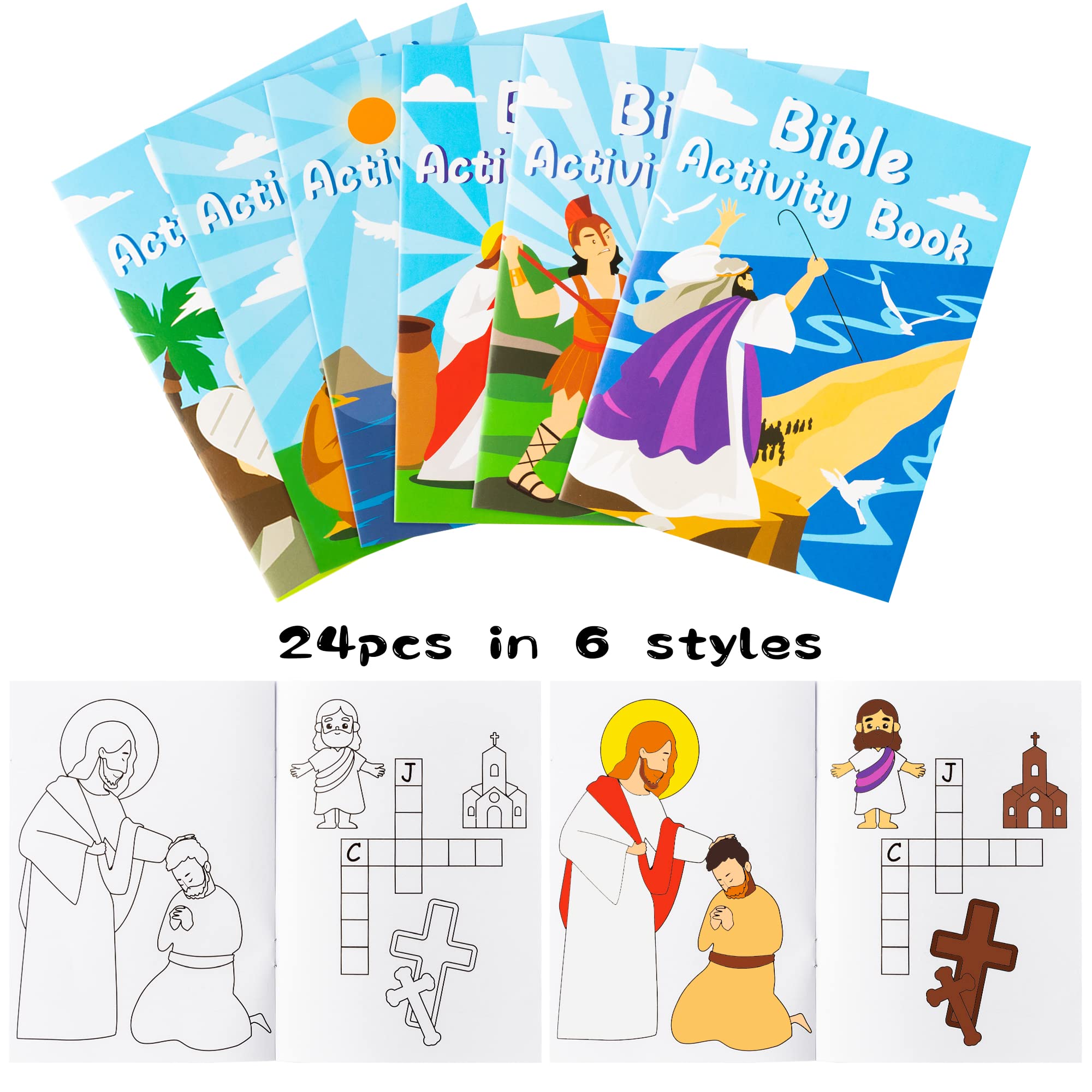 Religious Easter Coloring Books for Kids - 24Pcs Bible Story DIY Art Drawing Book with Jesus Patterns | Christian Sunday School Activity, Toddler Birthday Party Favors, Goodie Bag Fillers & Easter Basket Stuffers