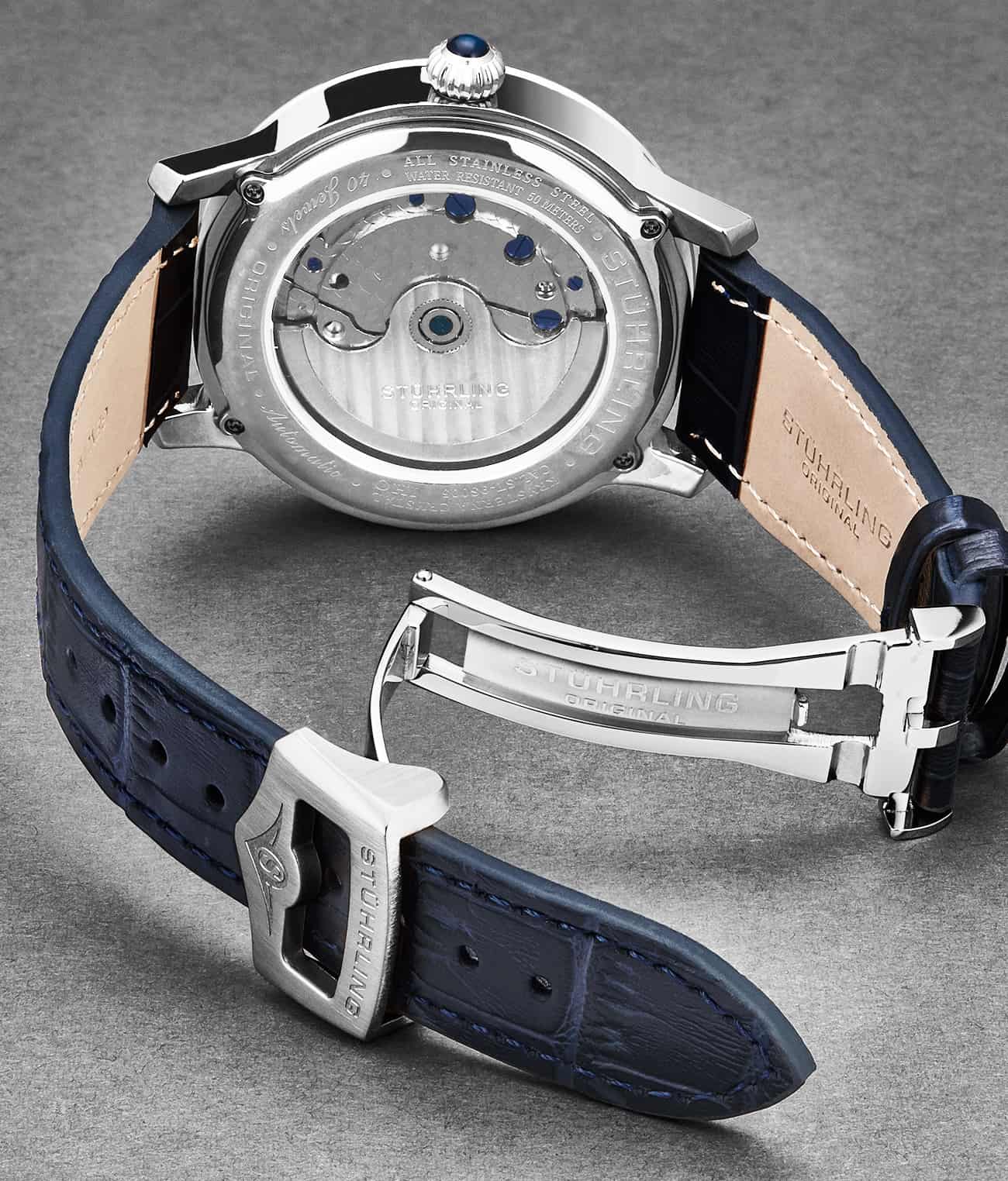 22mm Genuine Leather Watch Strap with Stainless Steel Deployant Buckle - Compatible with Most Watches - Perfect for Dress, Business & Casual Wear